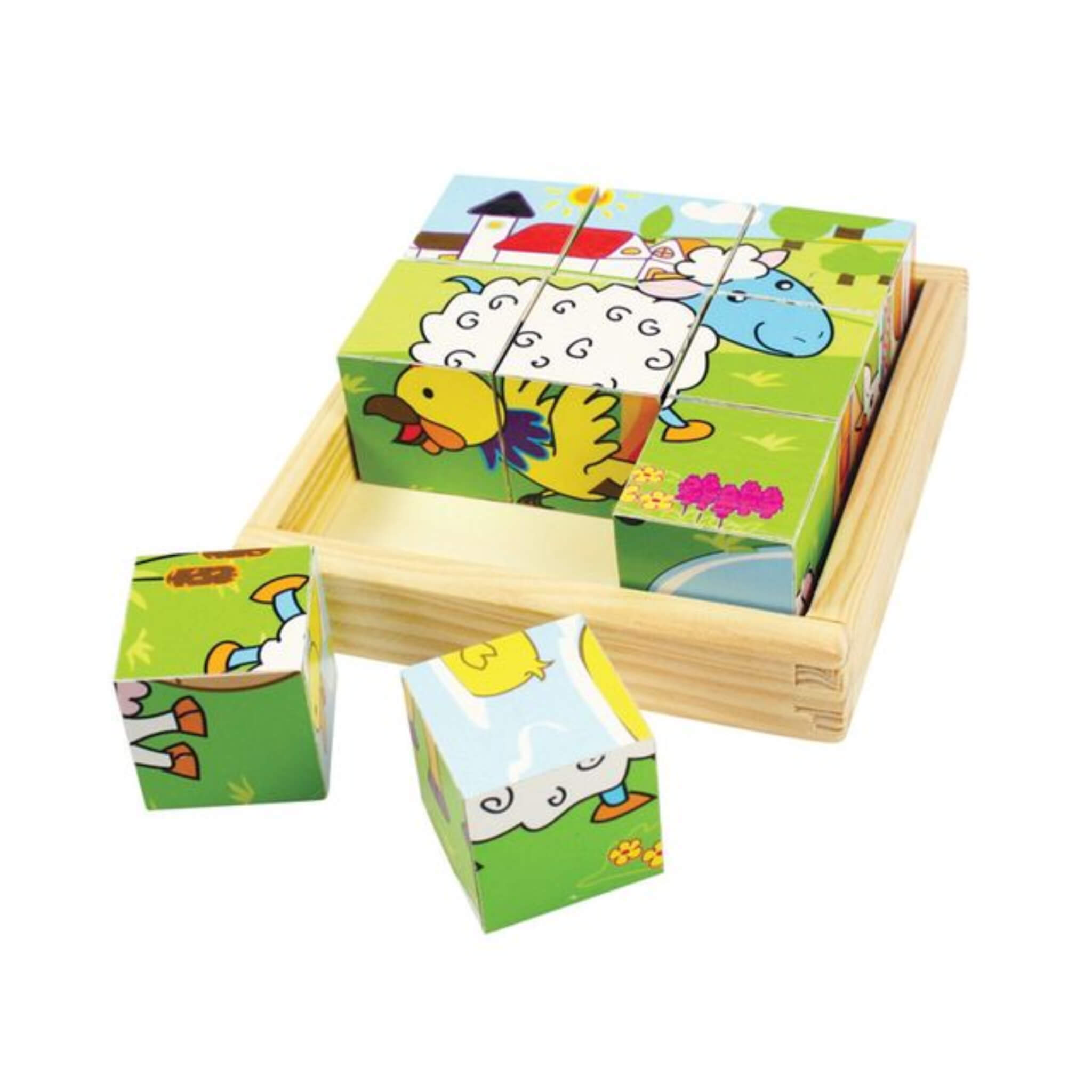 Wooden Cube Puzzle 6-in-1 Toddler Block