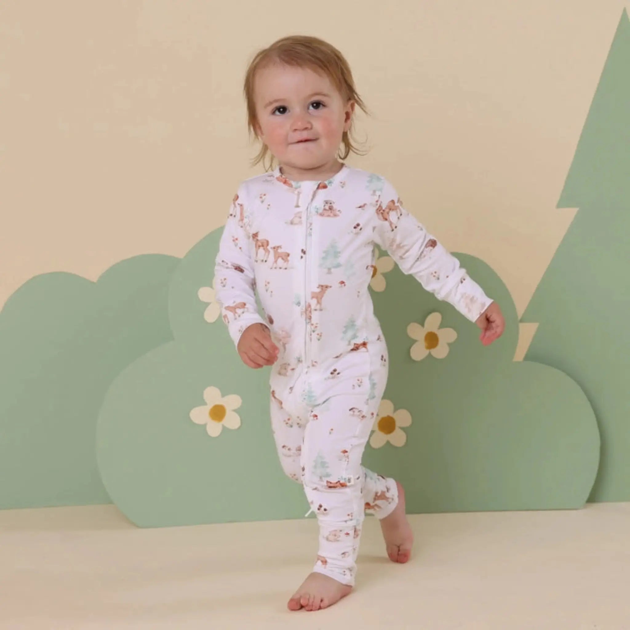 Woodland Tales Organic Snugglesuit | Snuggle Hunny Convertible Romper