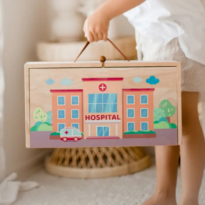 Portable Wooden Hospital Set-Q Toys