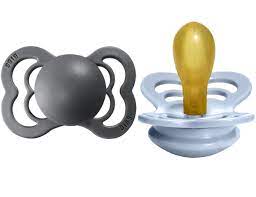 Iron/Baby Blue Supreme Latex-BIBS Dummy 2pk