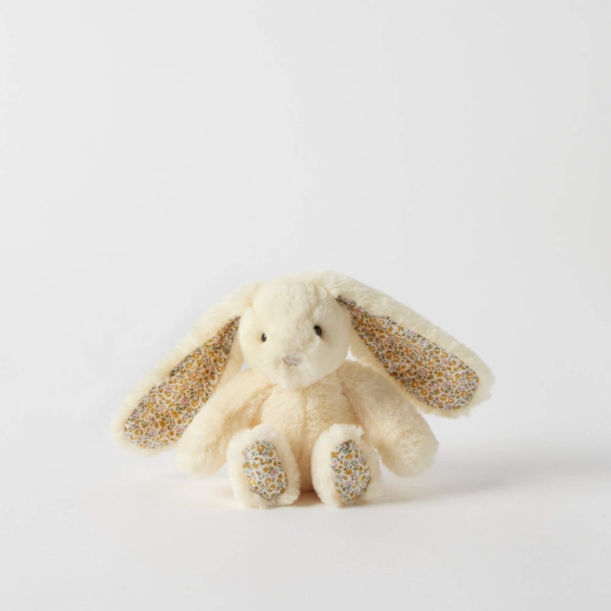 plush floral bunny rattle lemon