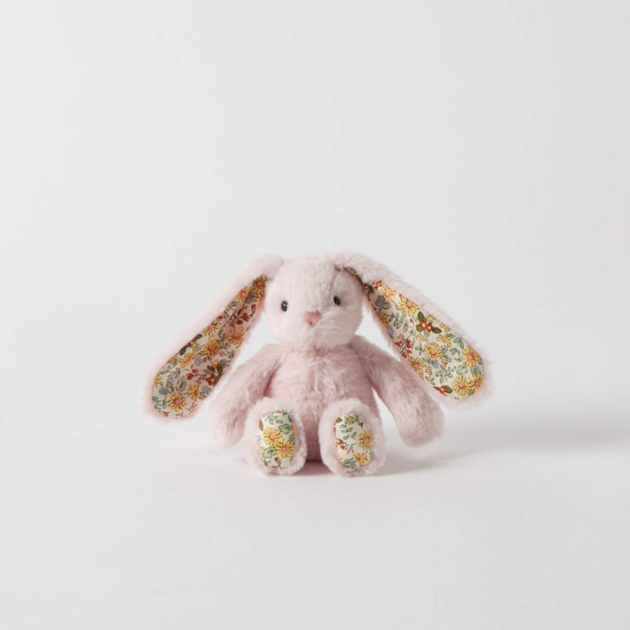 plush floral bunny rattle pink