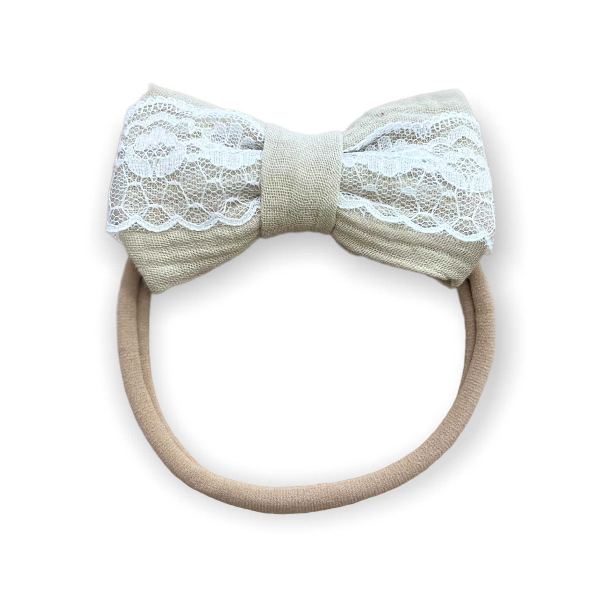 Headband Bow Linen & Lace
