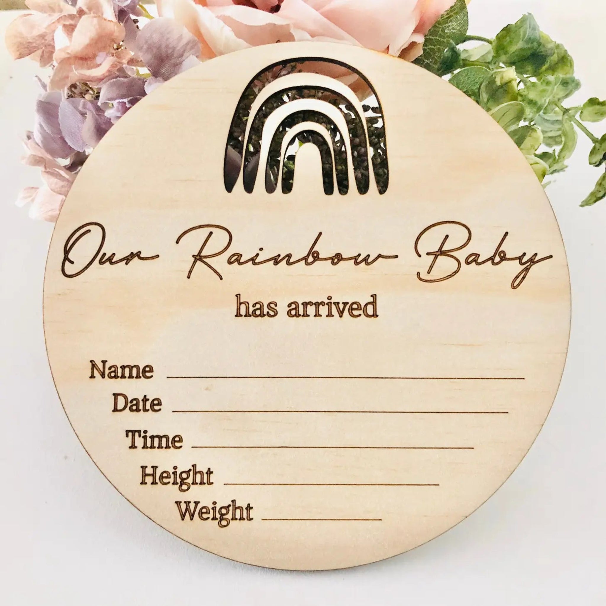 Our Rainbow Baby Birth Announcement Disc-Timber Tinkers