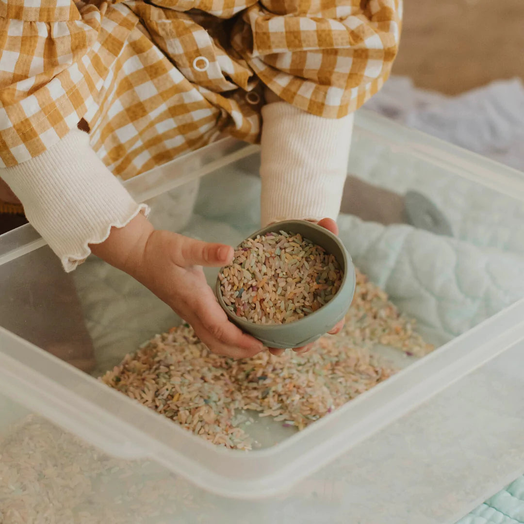 Sensory Rice + Wooden Scoop | Jellystone Designs