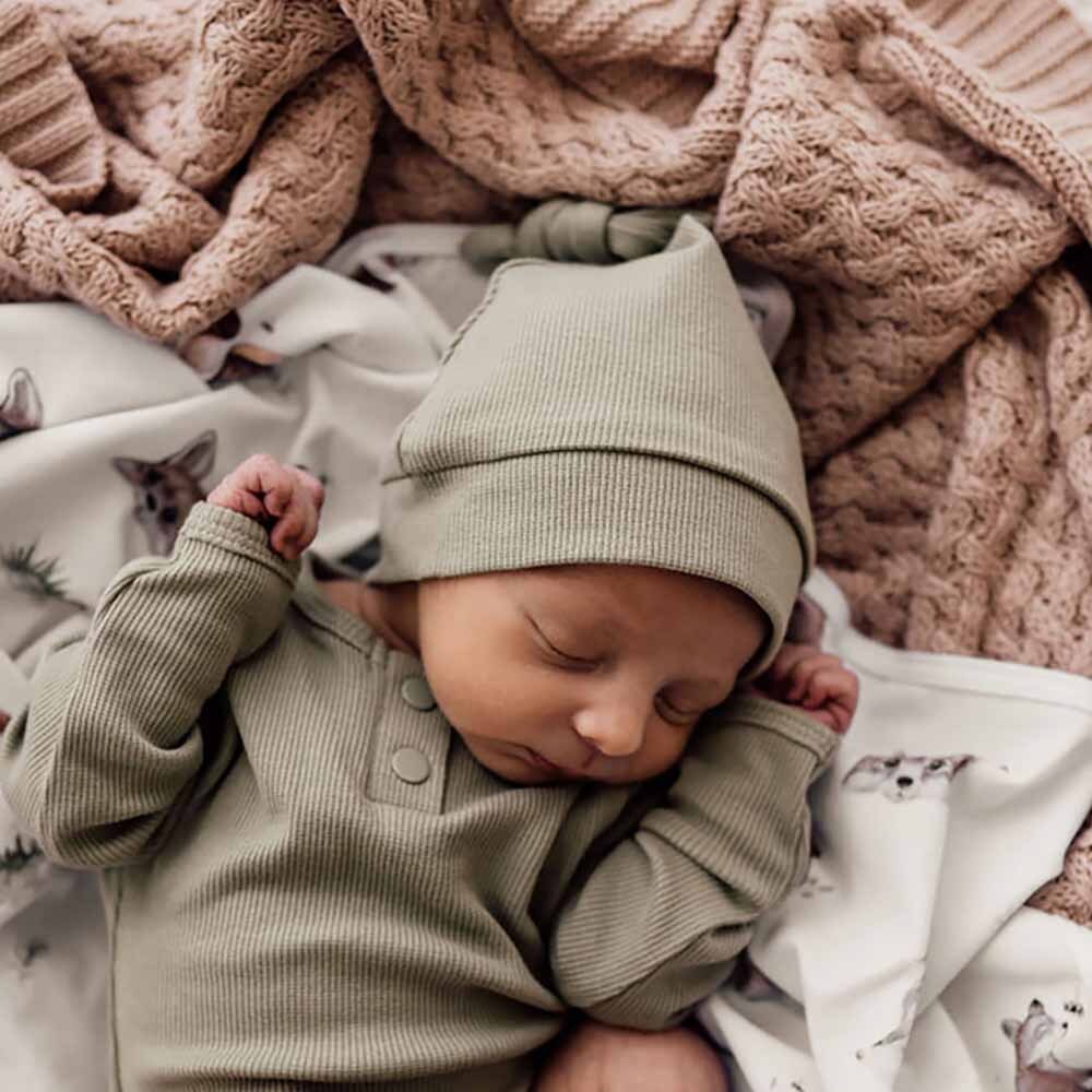 Dewkist Ribbed Organic Knotted Beanie-Snuggle Hunny