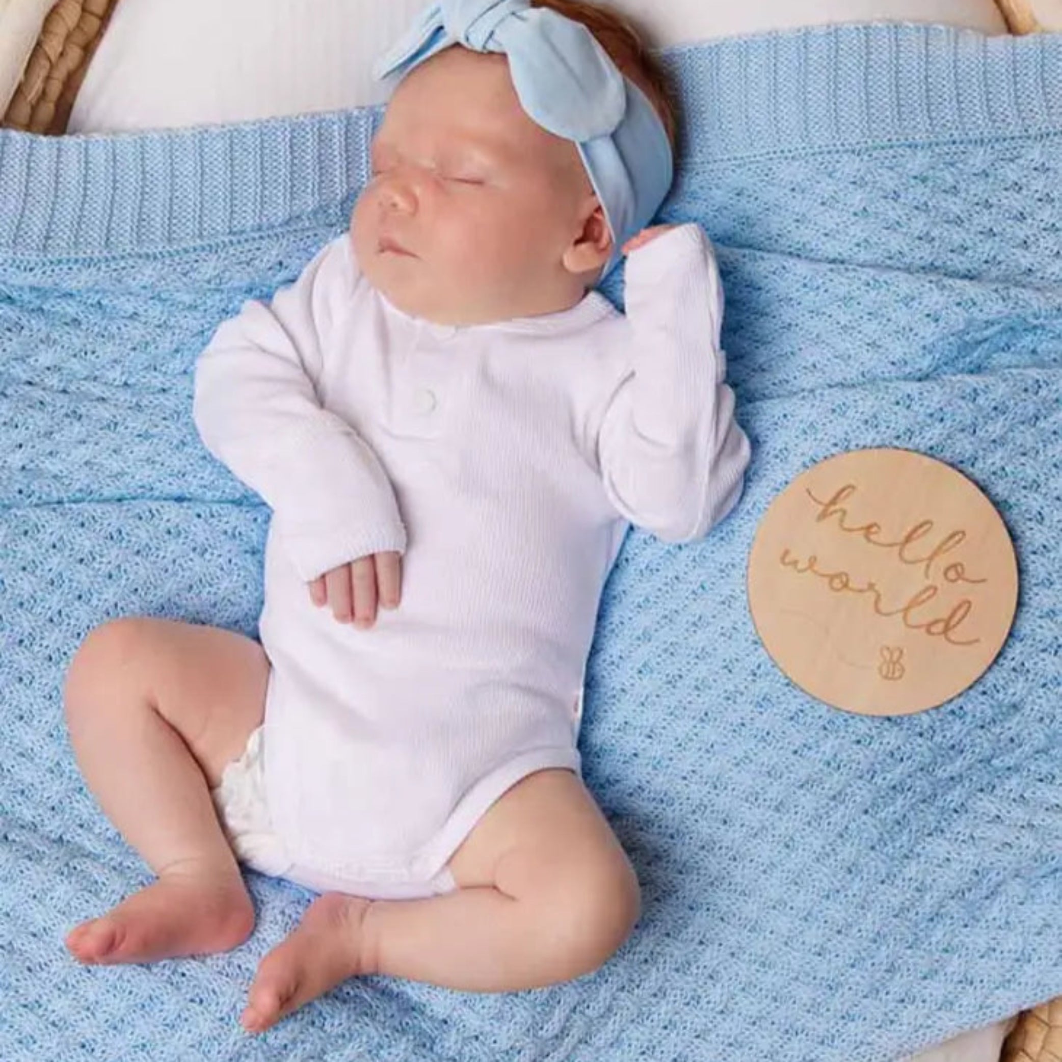 Baby Blue Diamond Knit Organic Baby Blanket-Snuggle Hunny