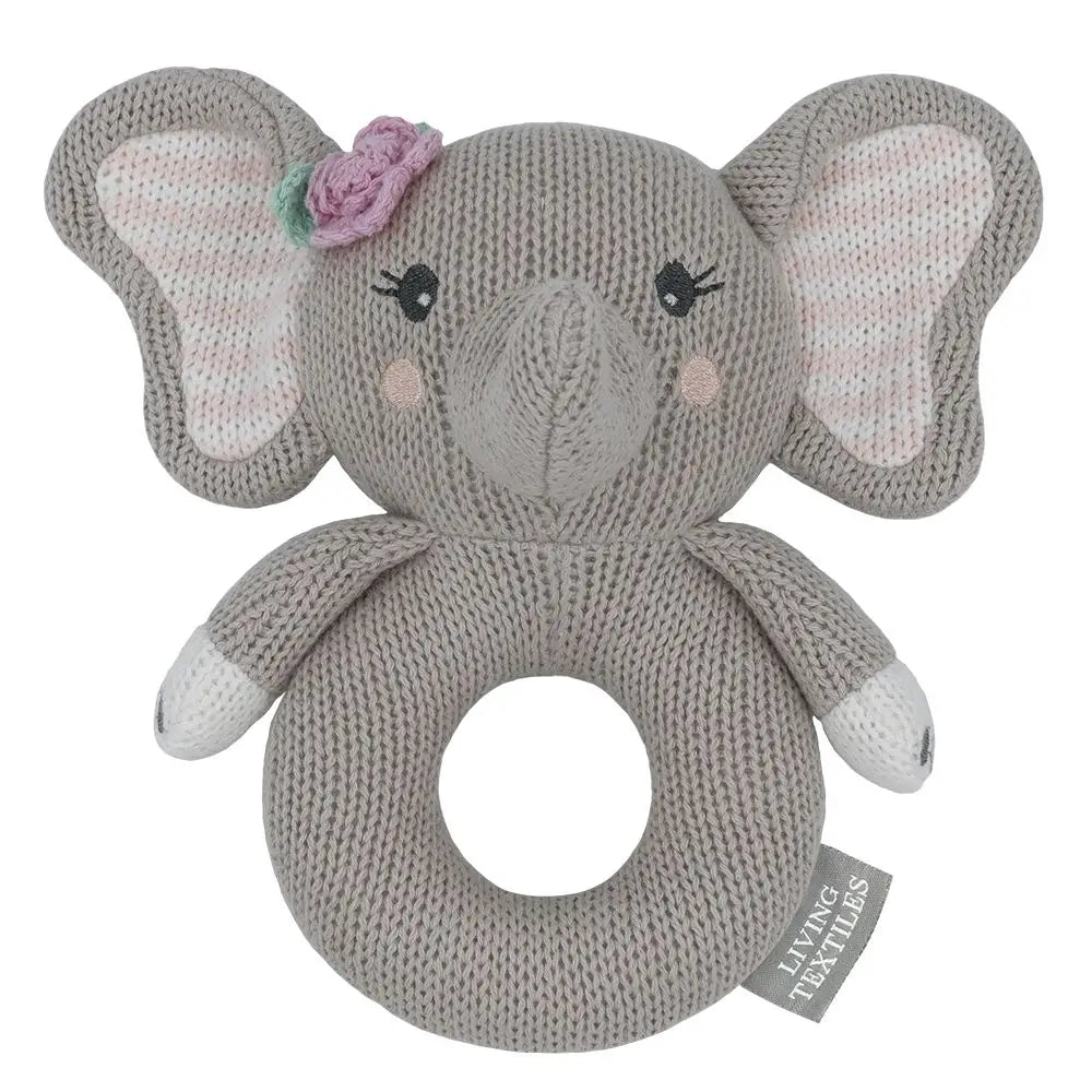 Ella the Elephant Knitted Rattle- living Textiles