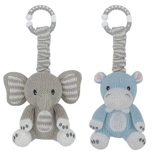 Elephant and Hippo Stroller toy- Living Textiles