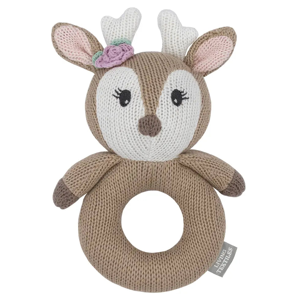 Ava the fawn knitted Rattle-Living Textiles