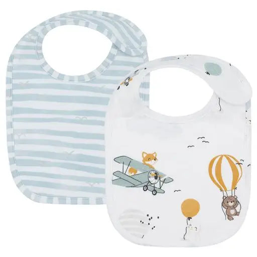 Up Up & Away/Stripes- Bibs 2 pk-Living Textiles