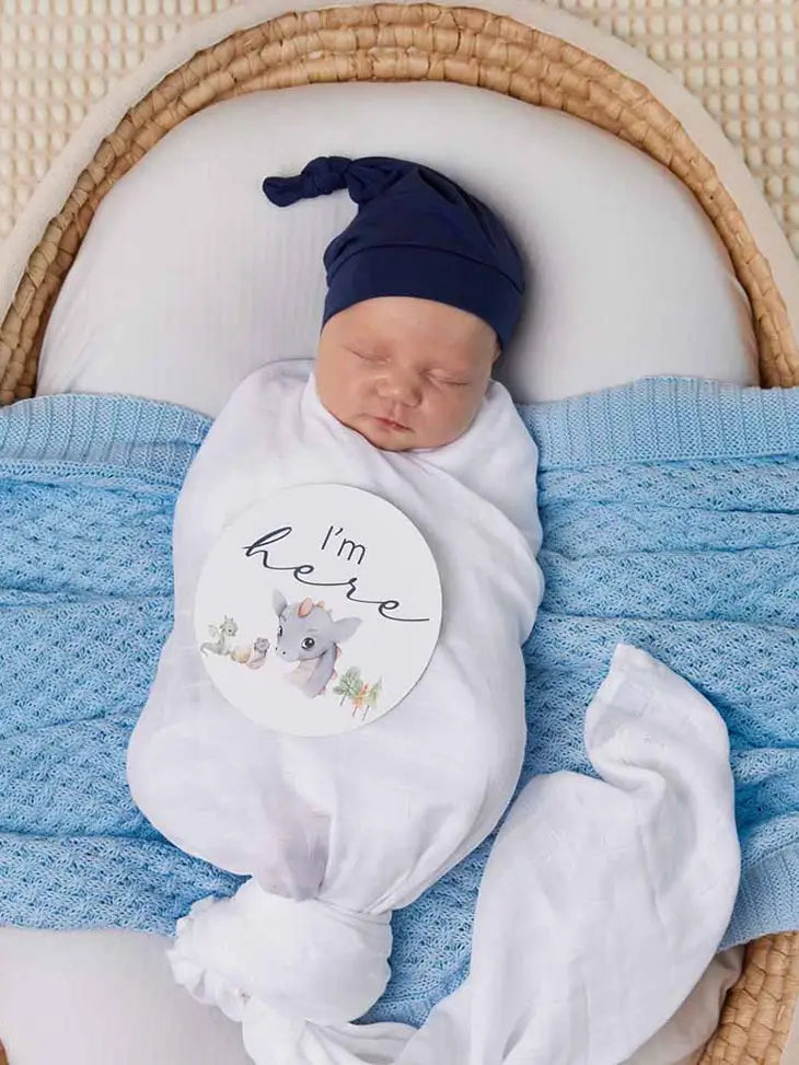 Baby Blue Diamond Knit Organic Baby Blanket-Snuggle Hunny