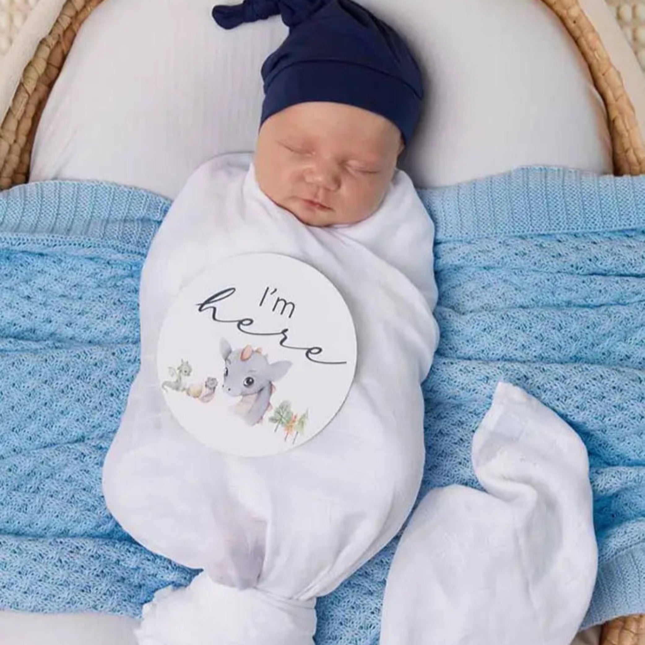 Baby Blue Diamond Knit Organic Baby Blanket-Snuggle Hunny