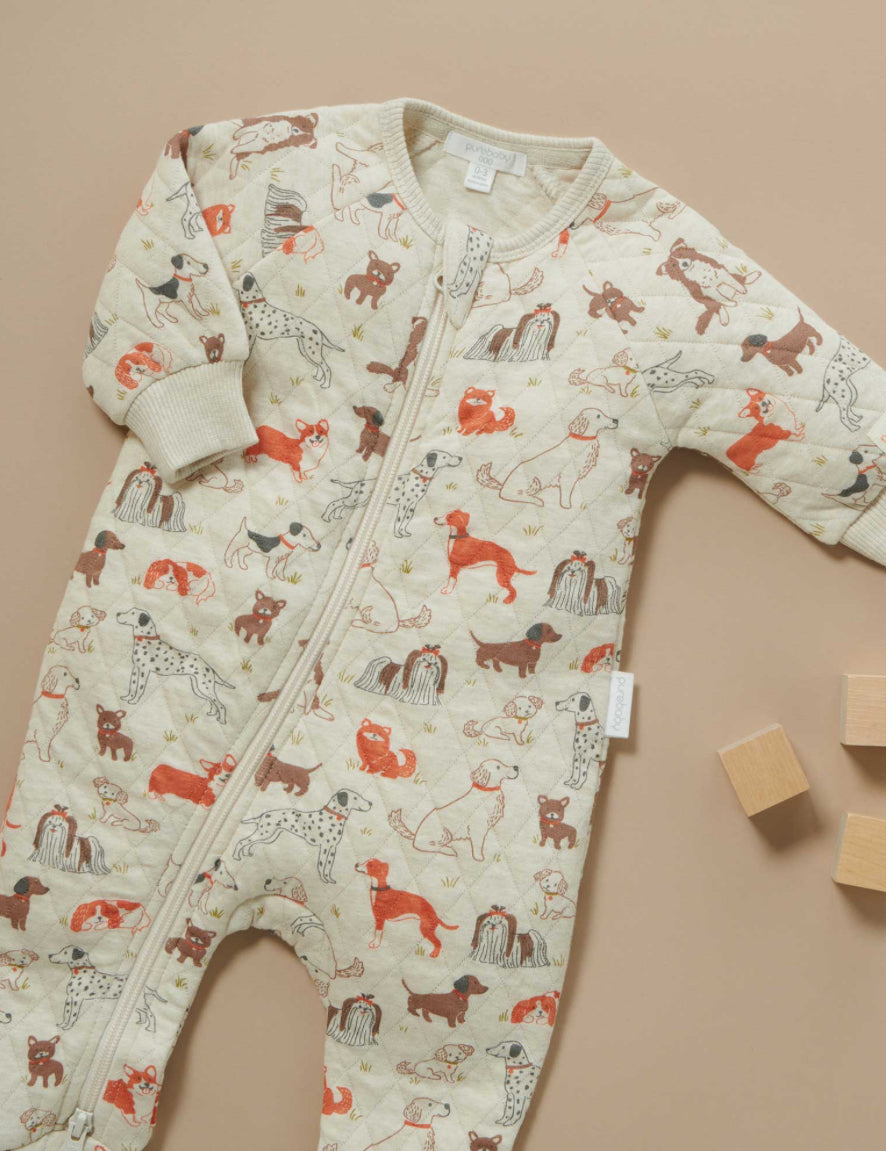 Doggy Quilted Growsuit- Purebaby