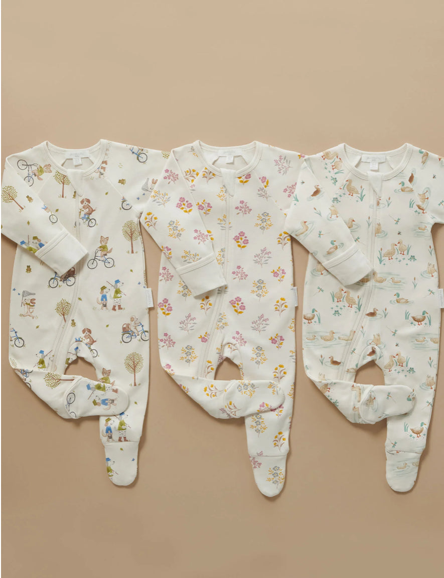Boys Down River Print Thick Growsuit-Purebaby