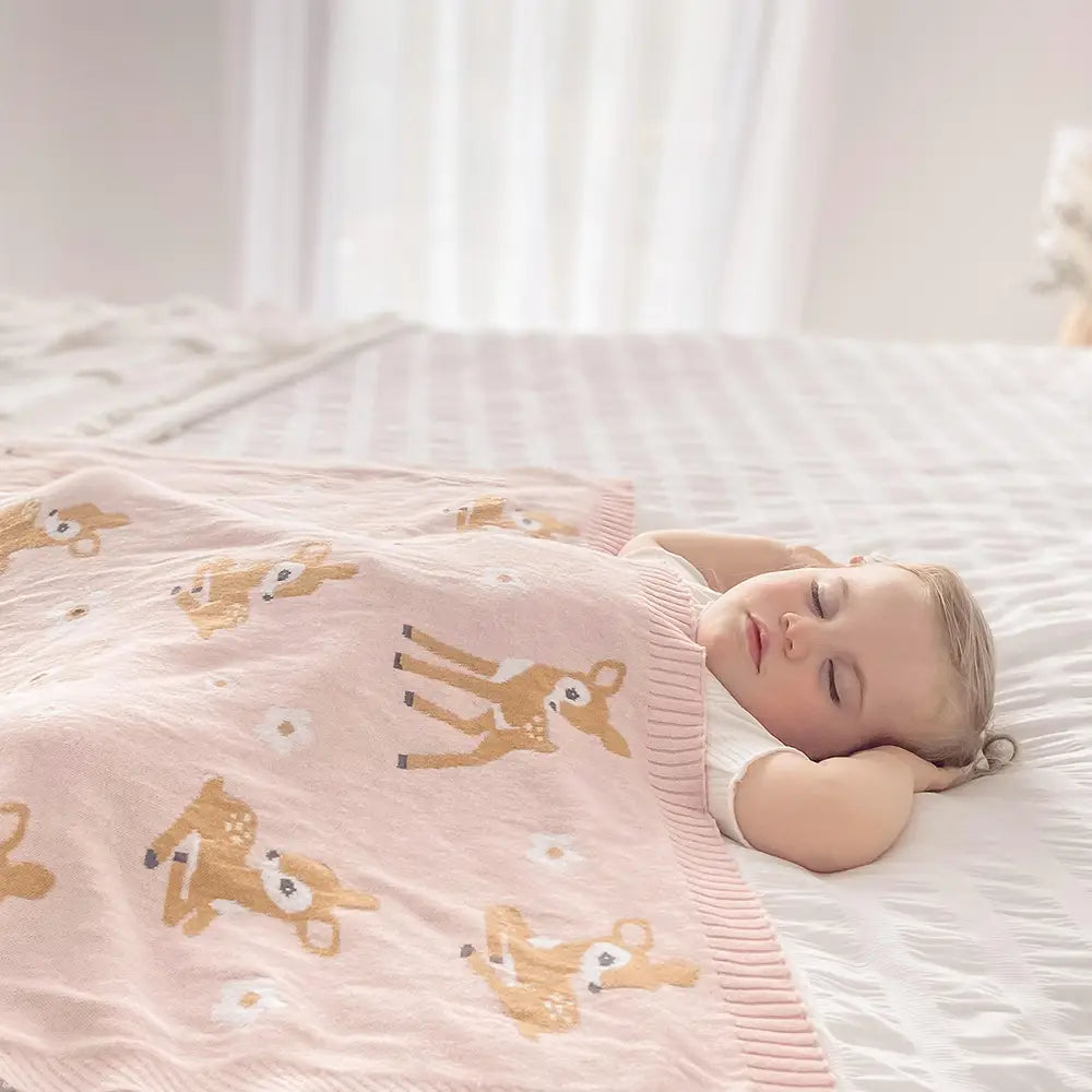 Fawn 100% Cotton Knit Baby Blanket- Living Textiles