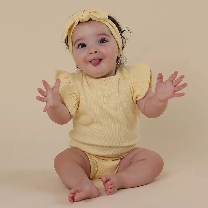 Sunlight Short Sleeve Organic Bodysuit with Frill | Snuggle Hunny