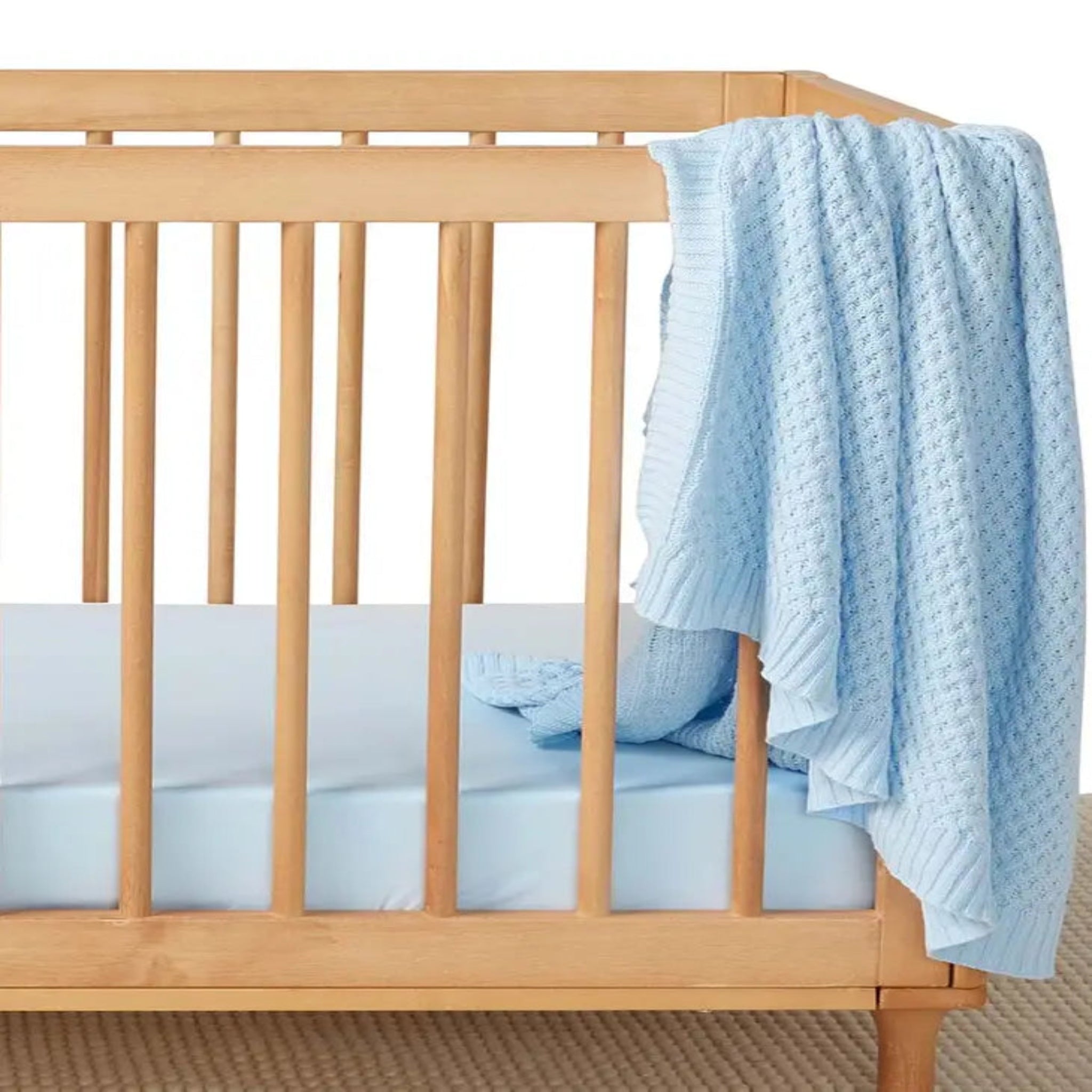 Baby Blue Diamond Knit Organic Baby Blanket-Snuggle Hunny