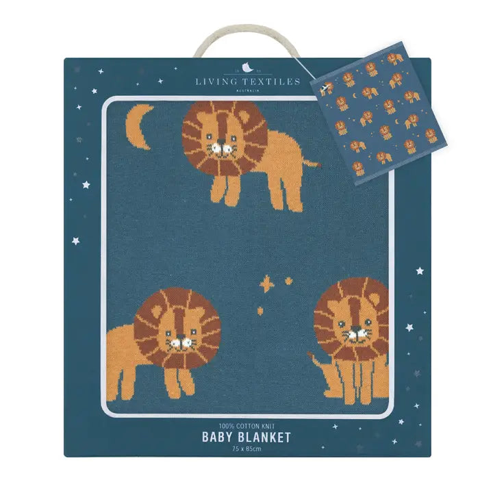 Lion Cotton Knitted Blanket-Living Textiles