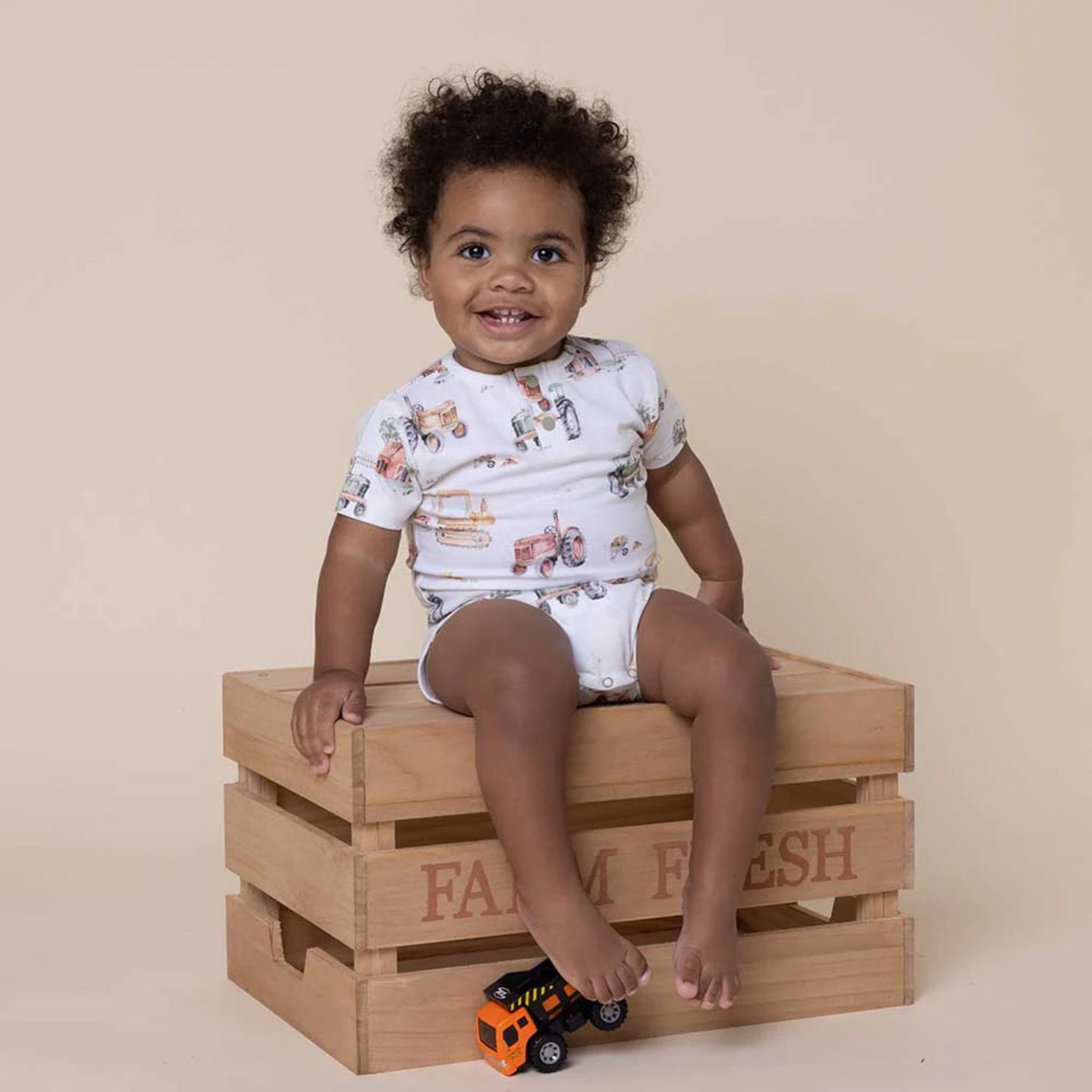 Baby Bodysuits Diggers Tractor