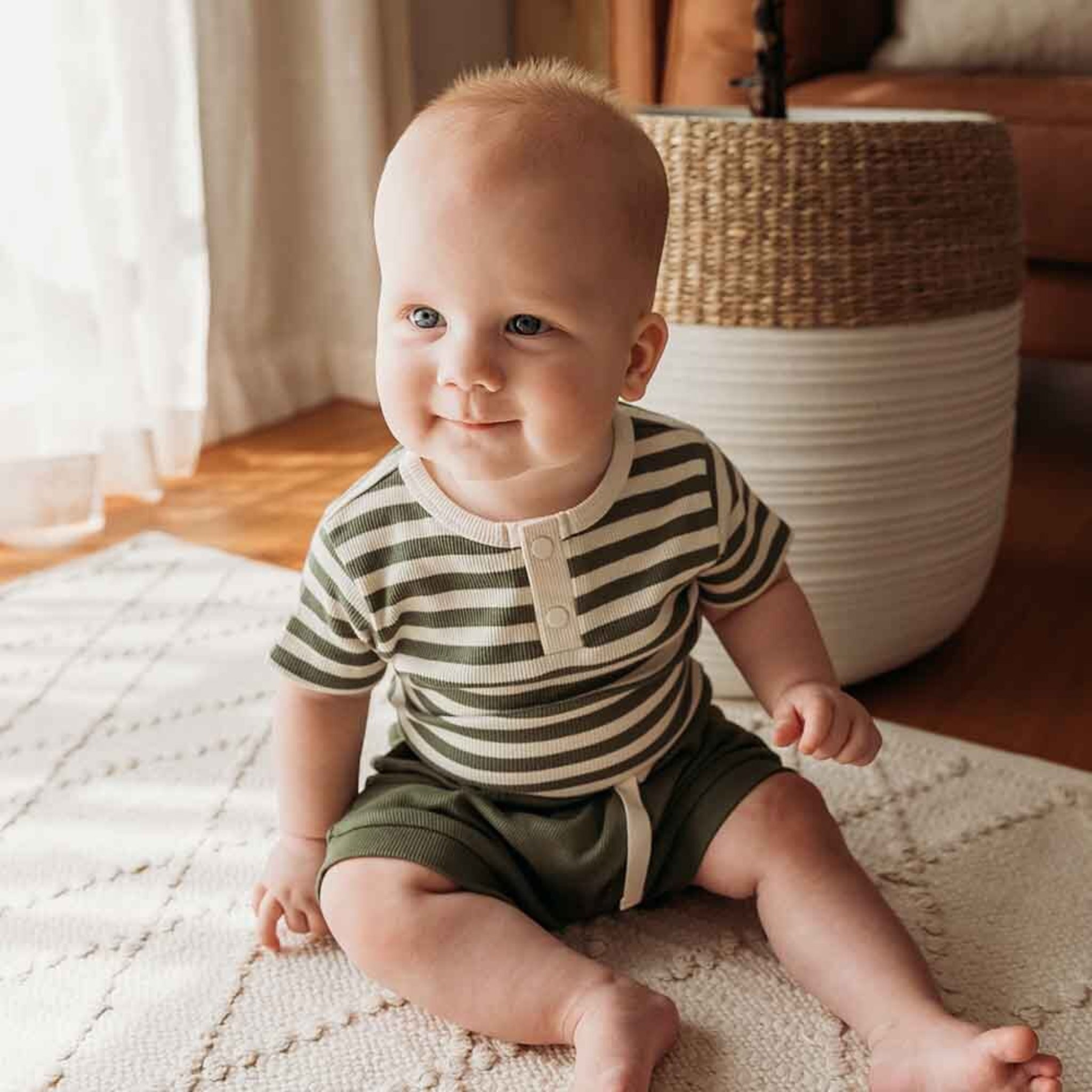 Baby Bodysuits Olive Stripe