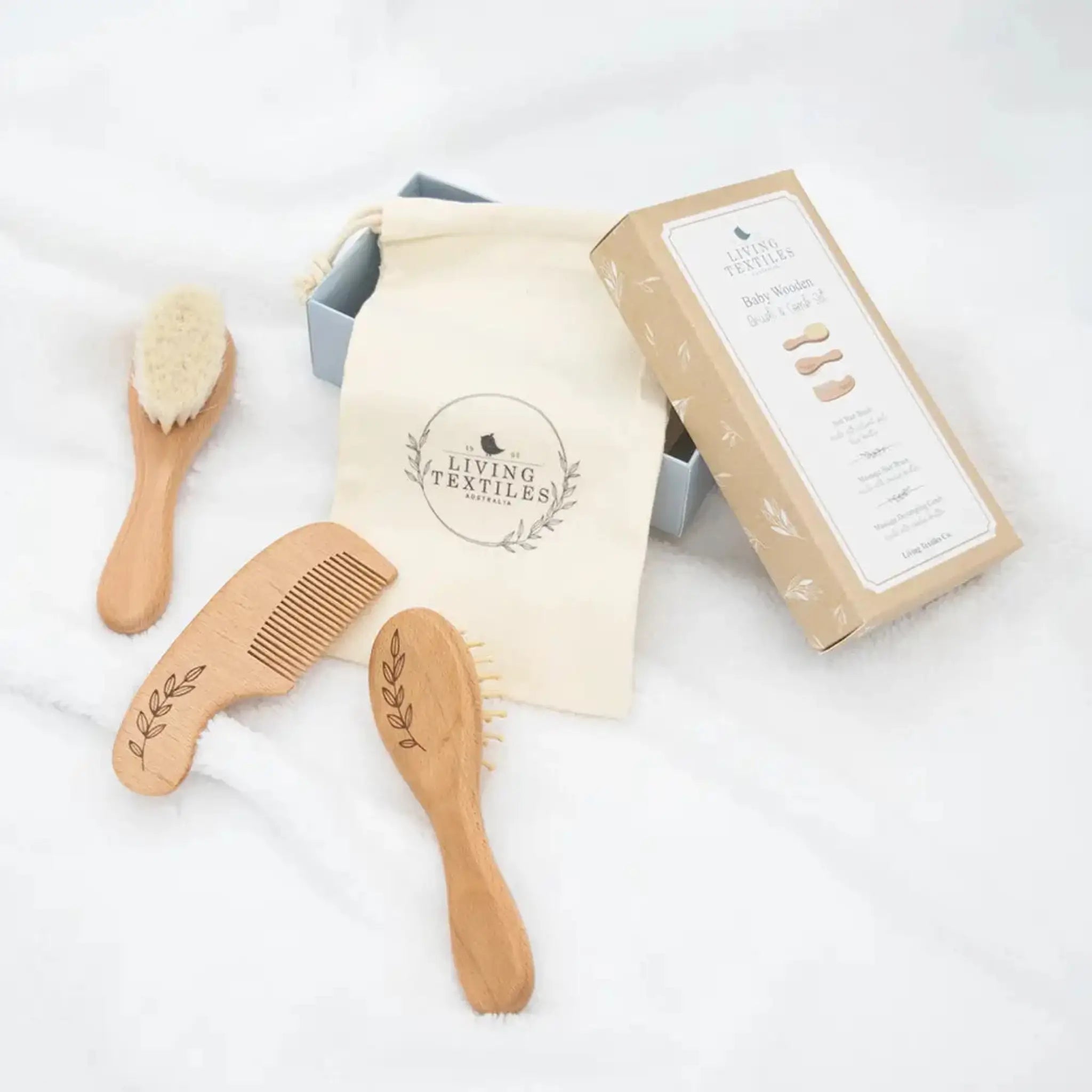Baby Wooden Brush and Comb Set