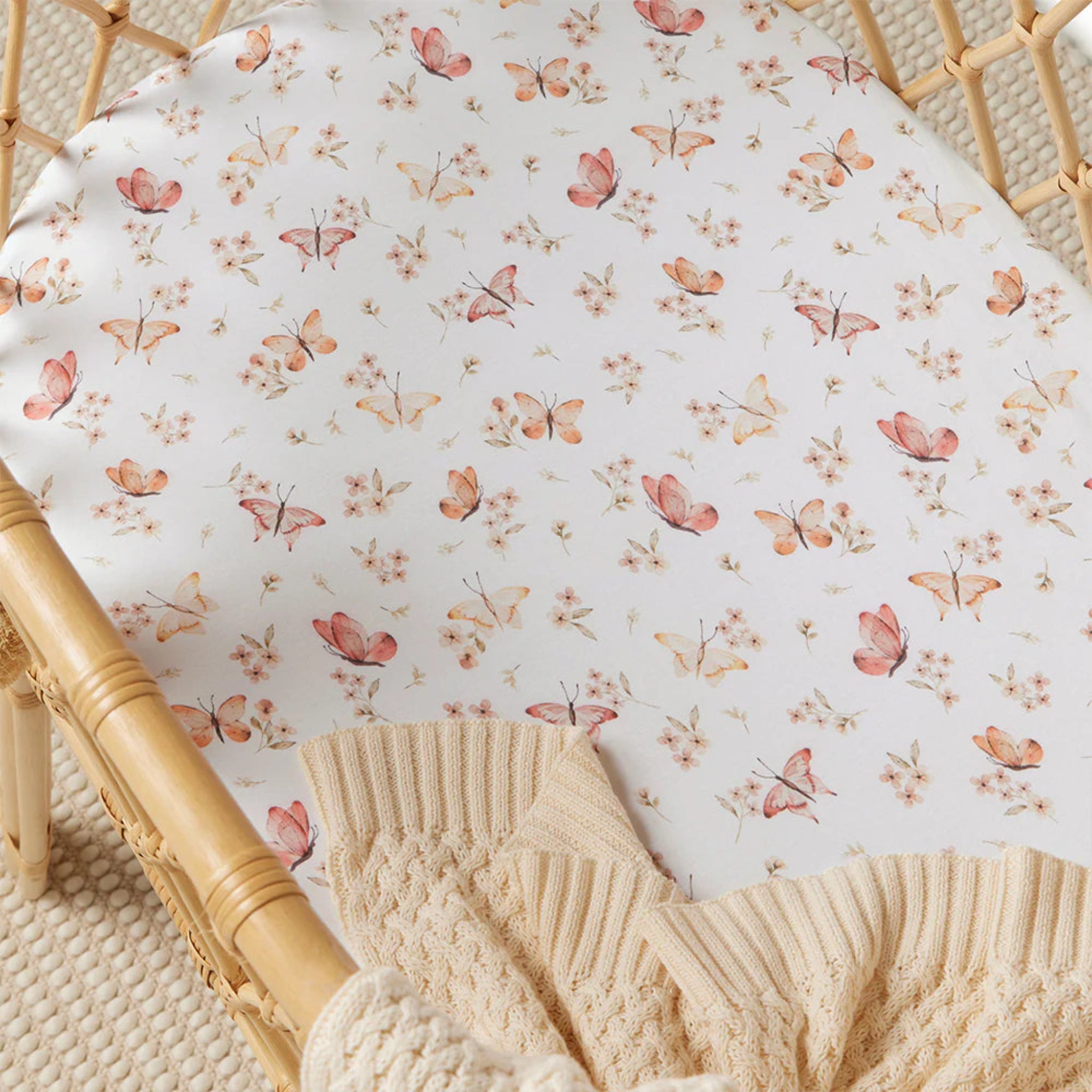 Bassinet Change Cover Fitted Sheet Butterfly