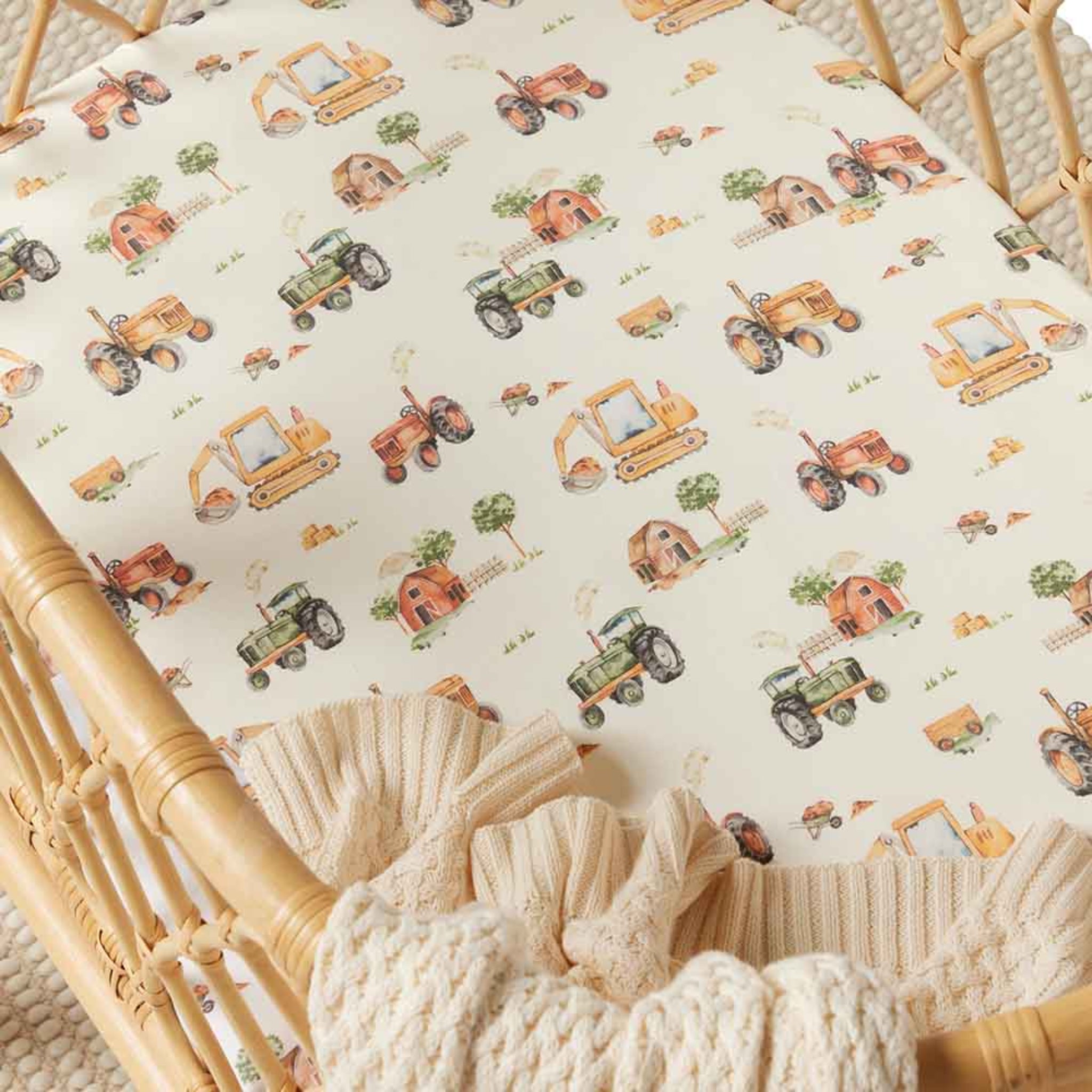 Bassinet Change Cover Fitted Sheet Diggers & Tractors