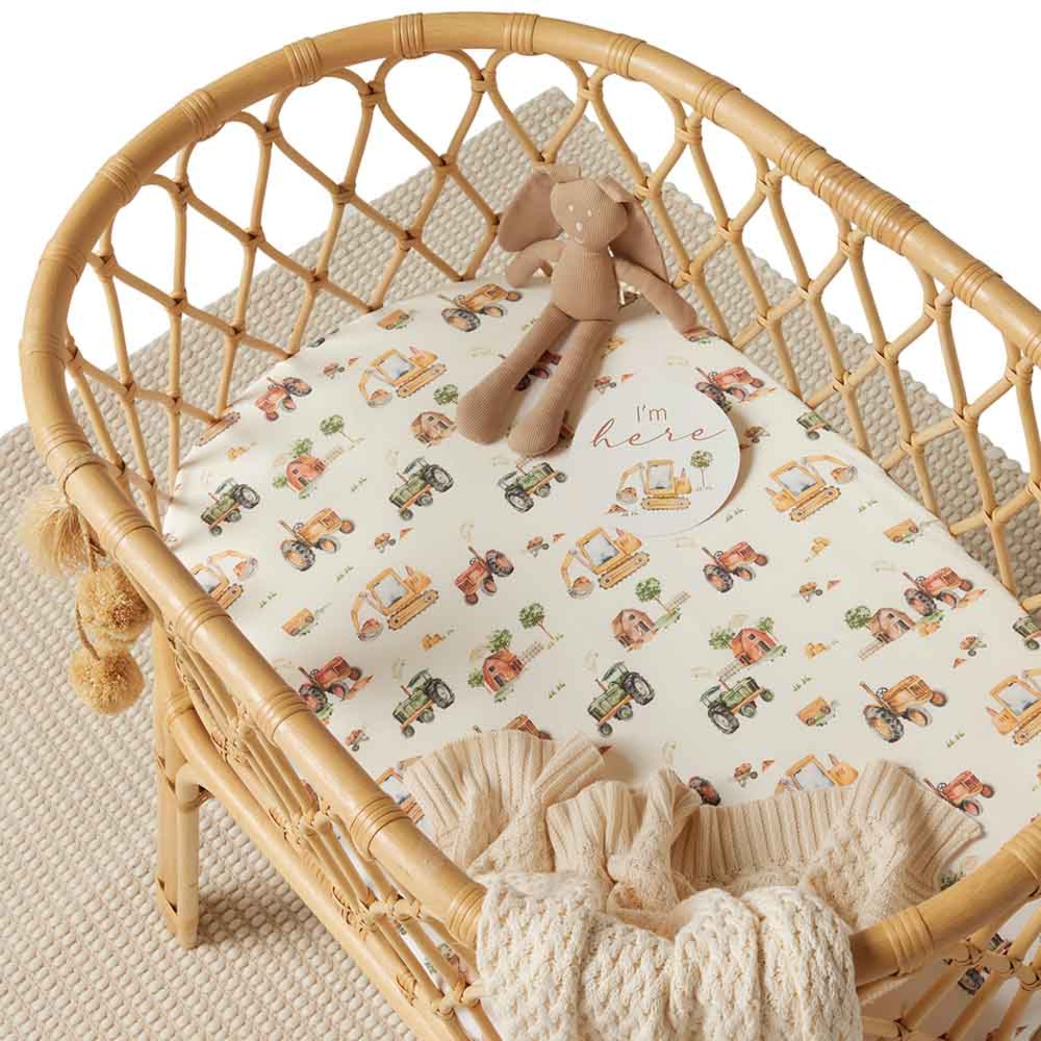 Bassinet Change Cover Fitted Sheet Diggers & Tractors