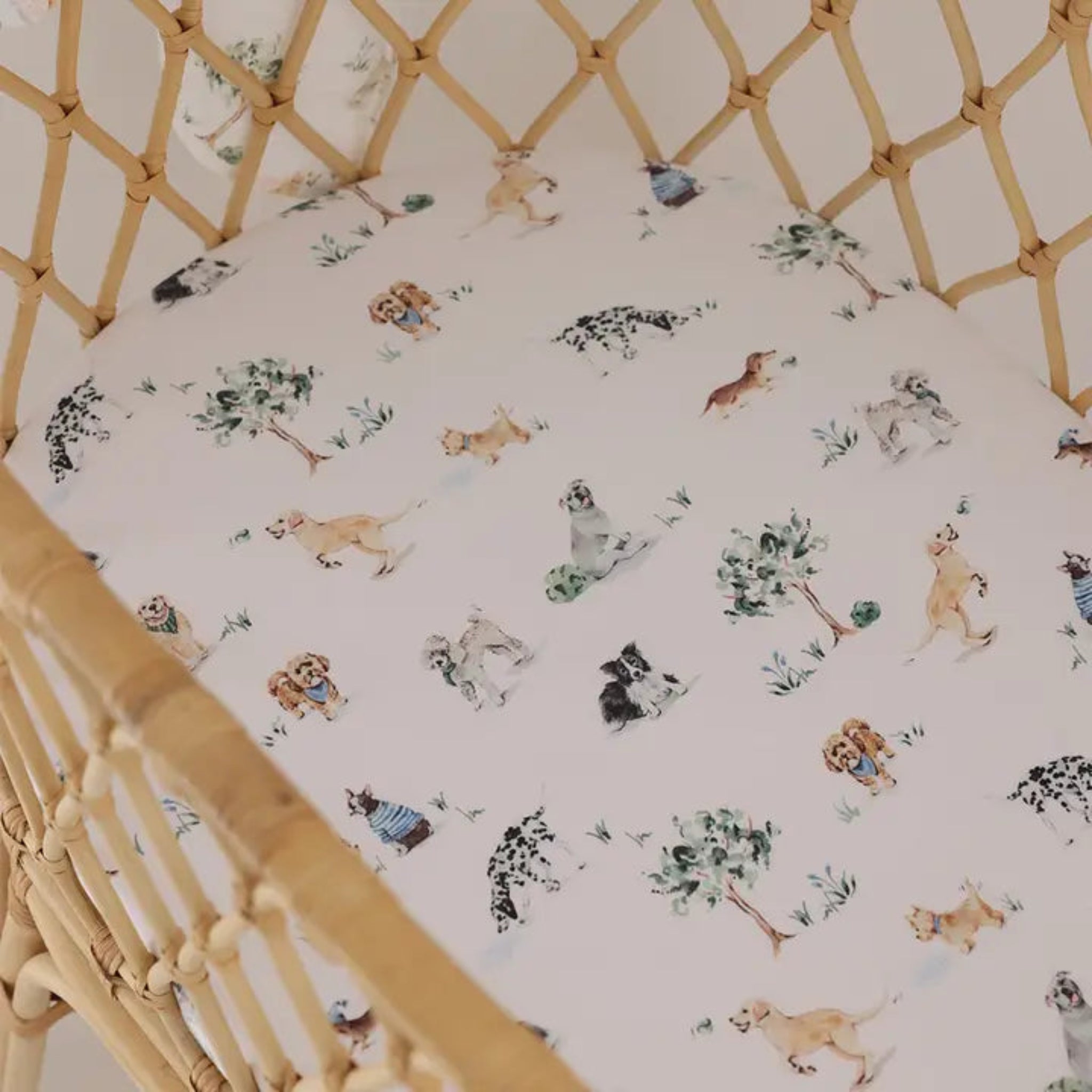 Bassinet Change Cover Fitted Sheet Dog Park