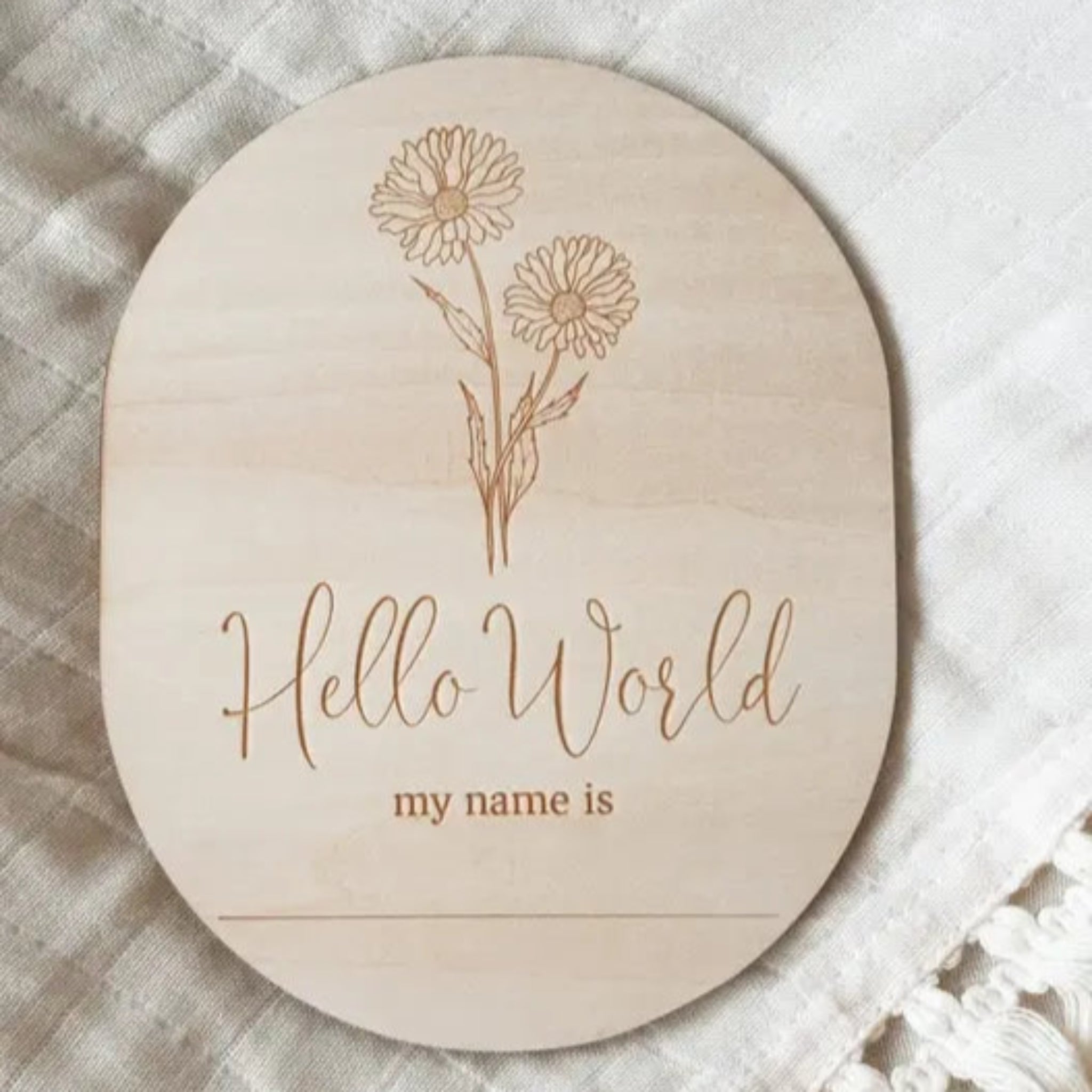 Birth Announcement Disc Hello World Flower 