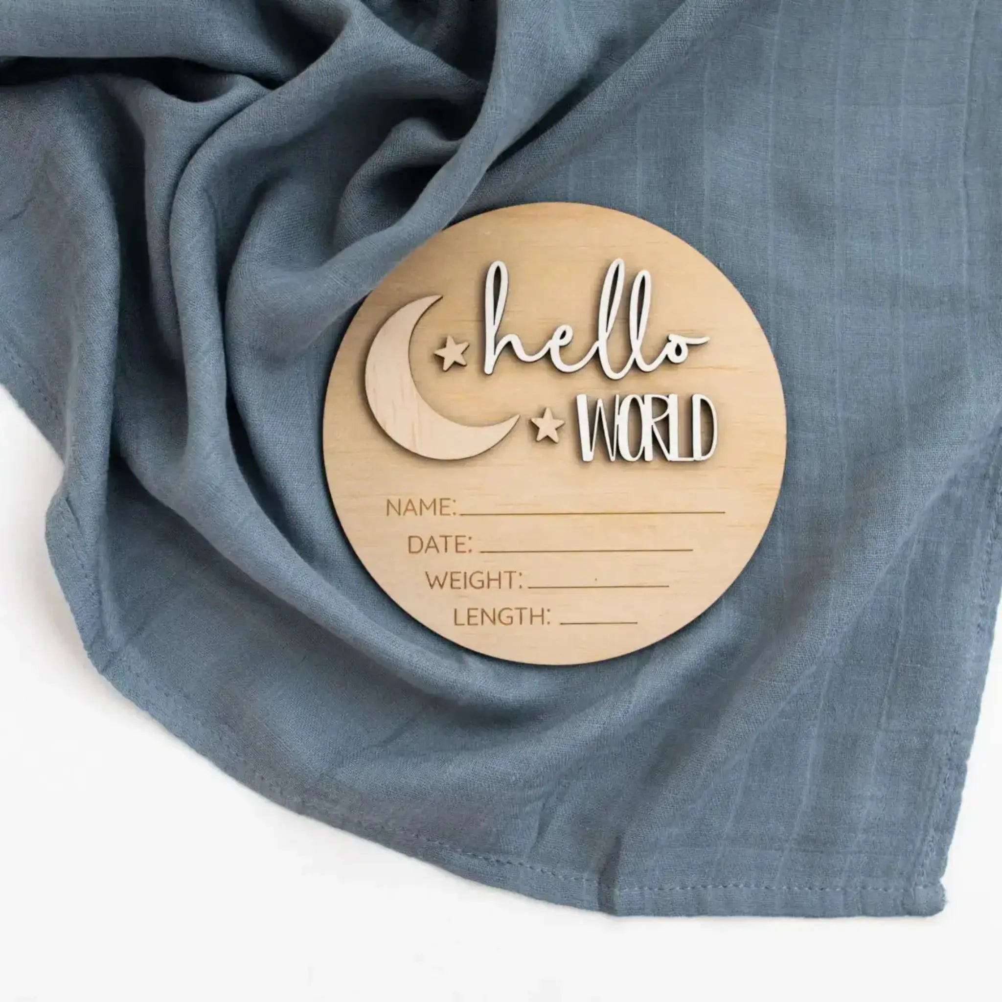 Birth Announcement Disc Hello World Moon 