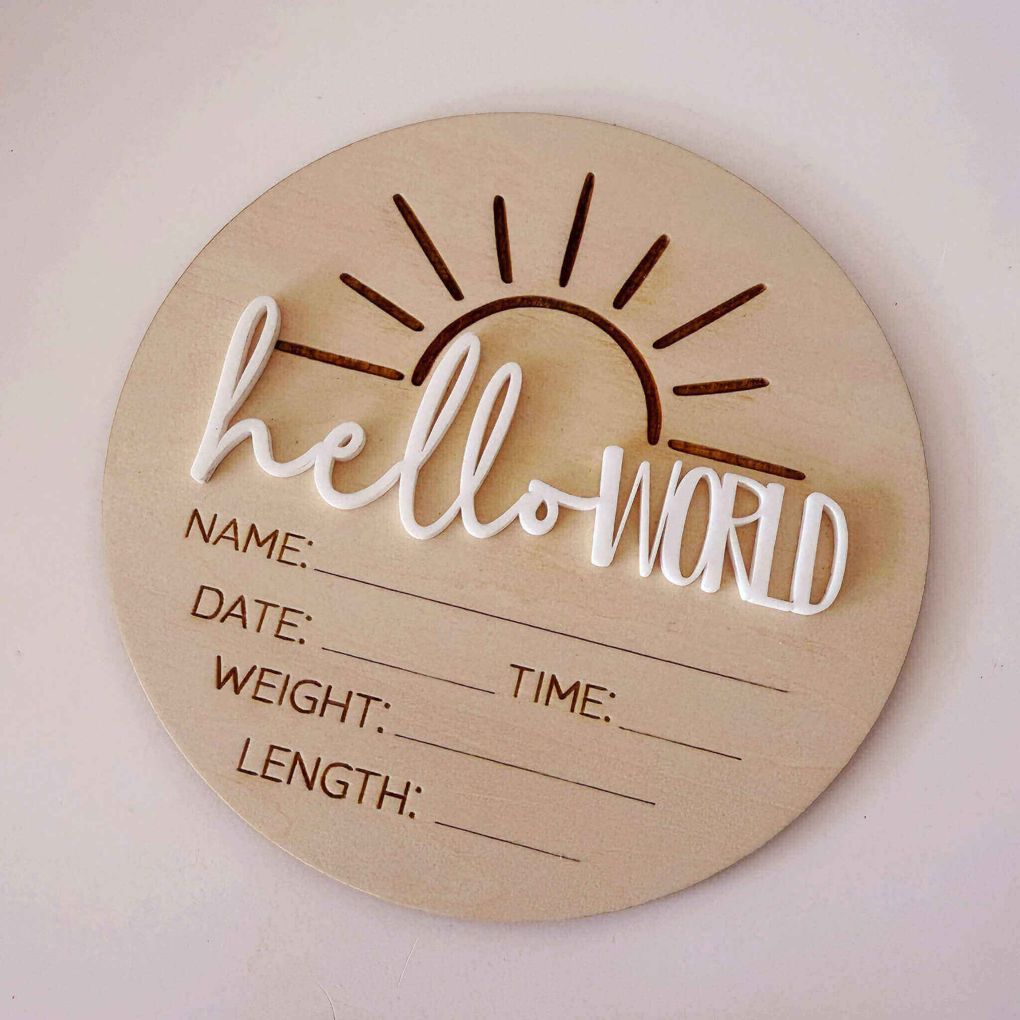 Birth Announcement Disc Hello World Sun