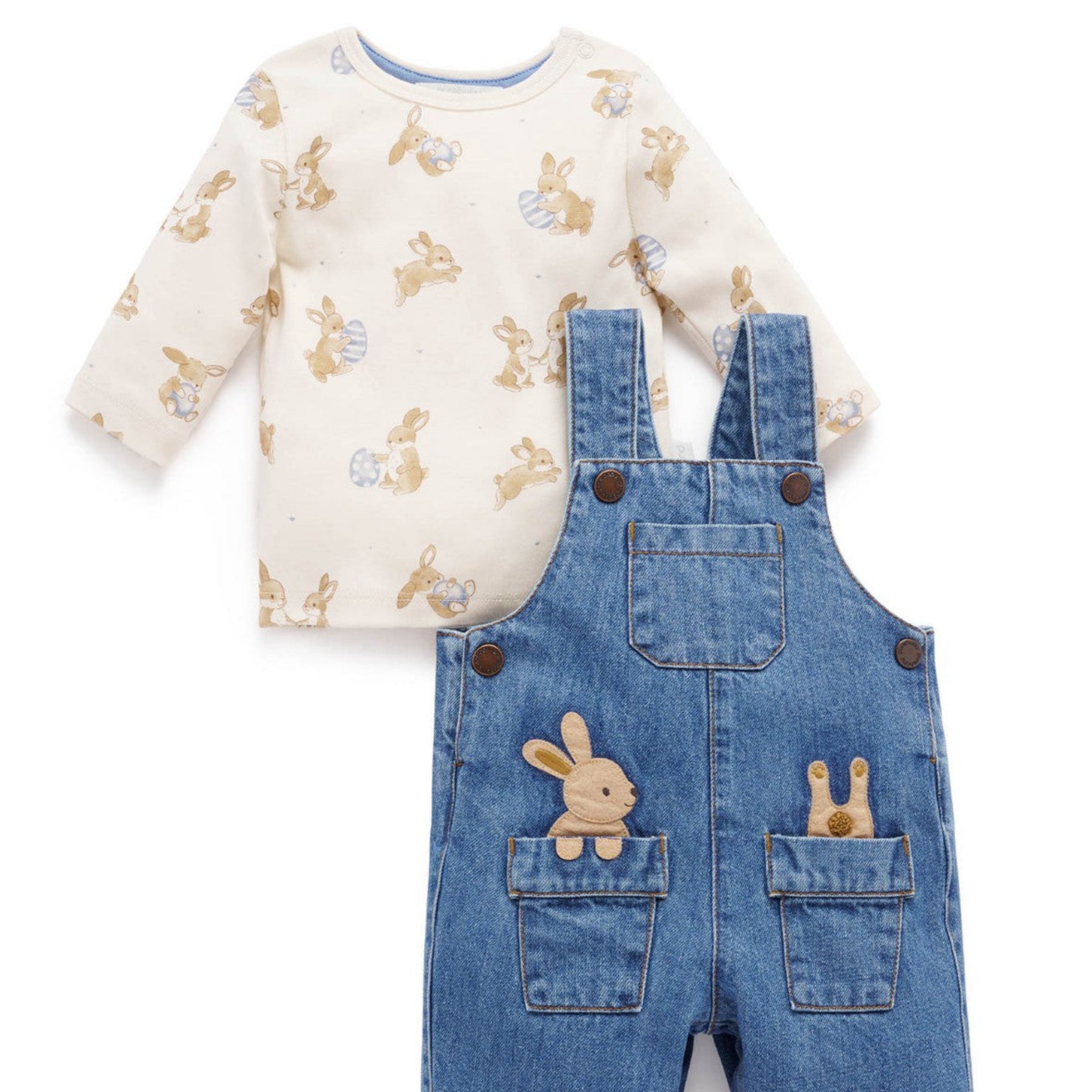 Bunny Denim Overall Set 
