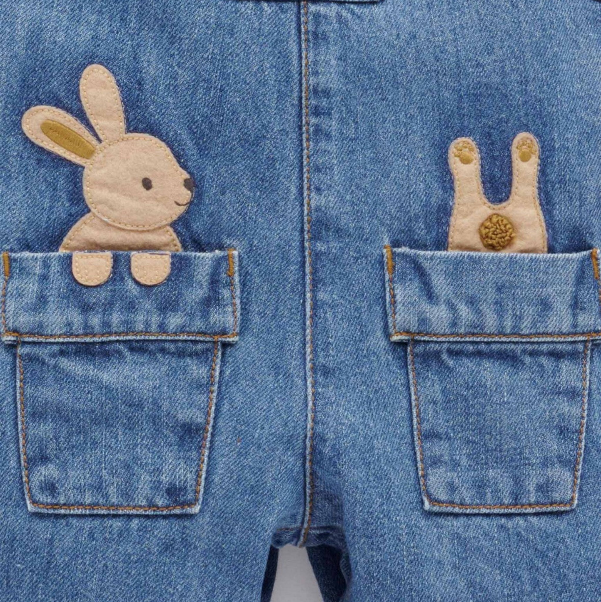 Bunny Denim Overall Set