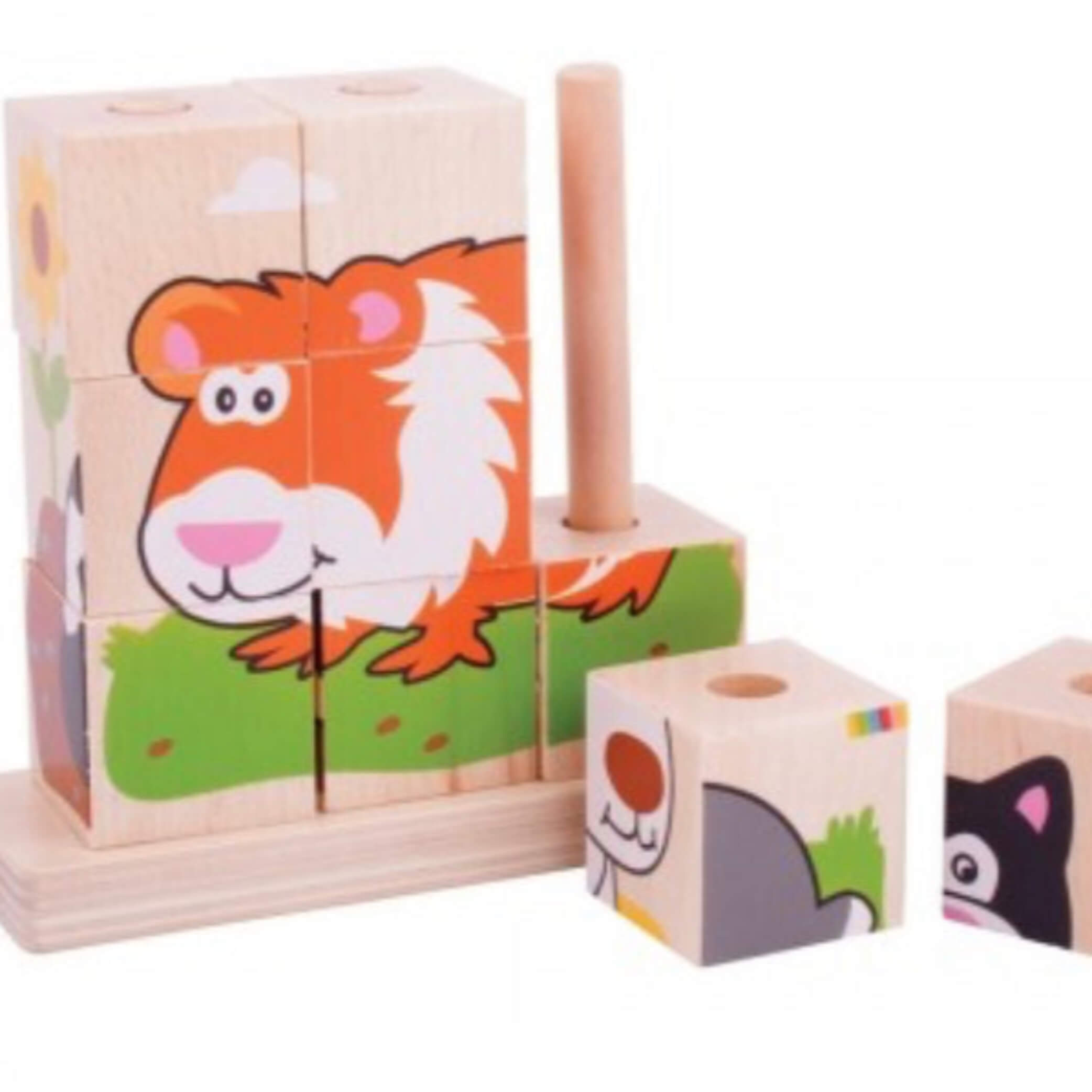 Chunky Wooden Stacking Blocks – 4-in-1  Toddler Puzzle