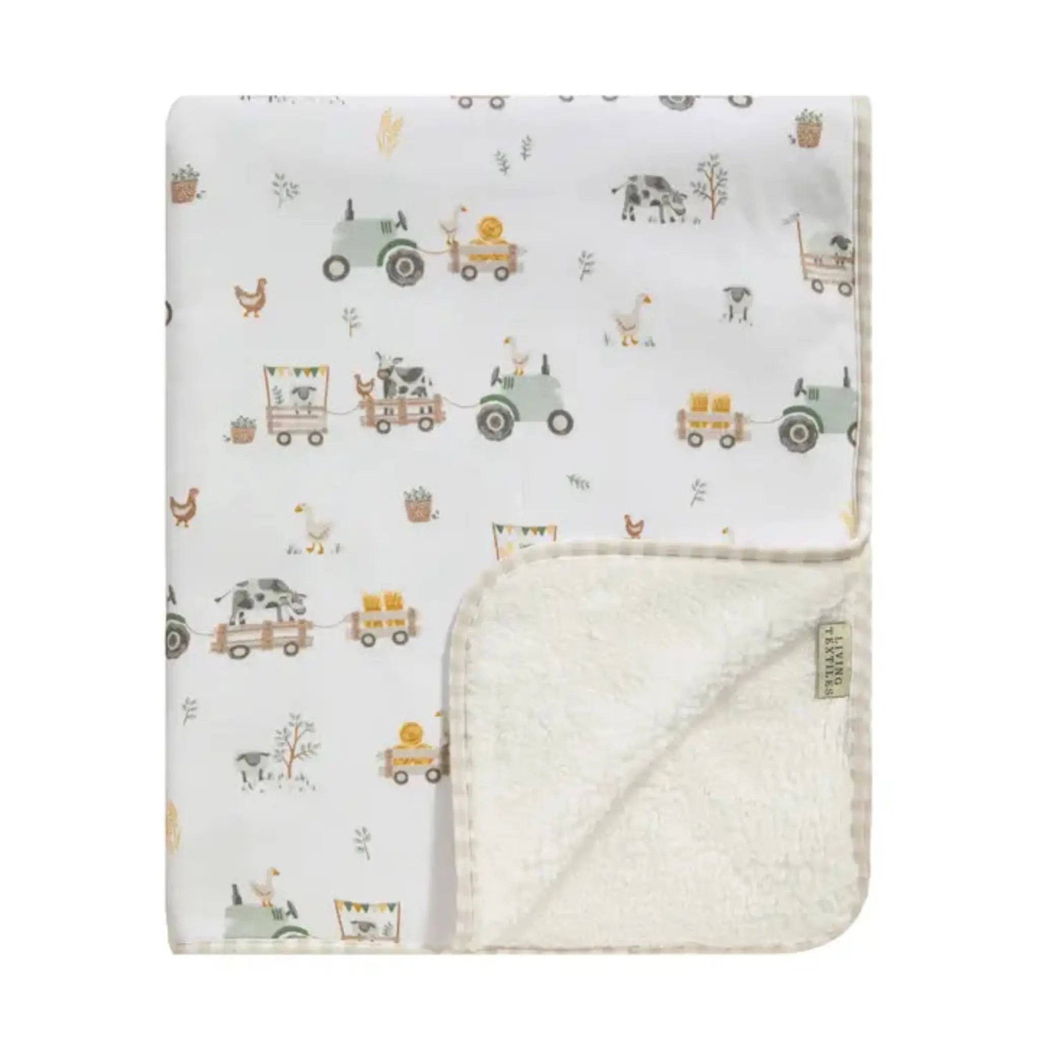 Cotton Jersey & Sherpa Baby Pram Blanket