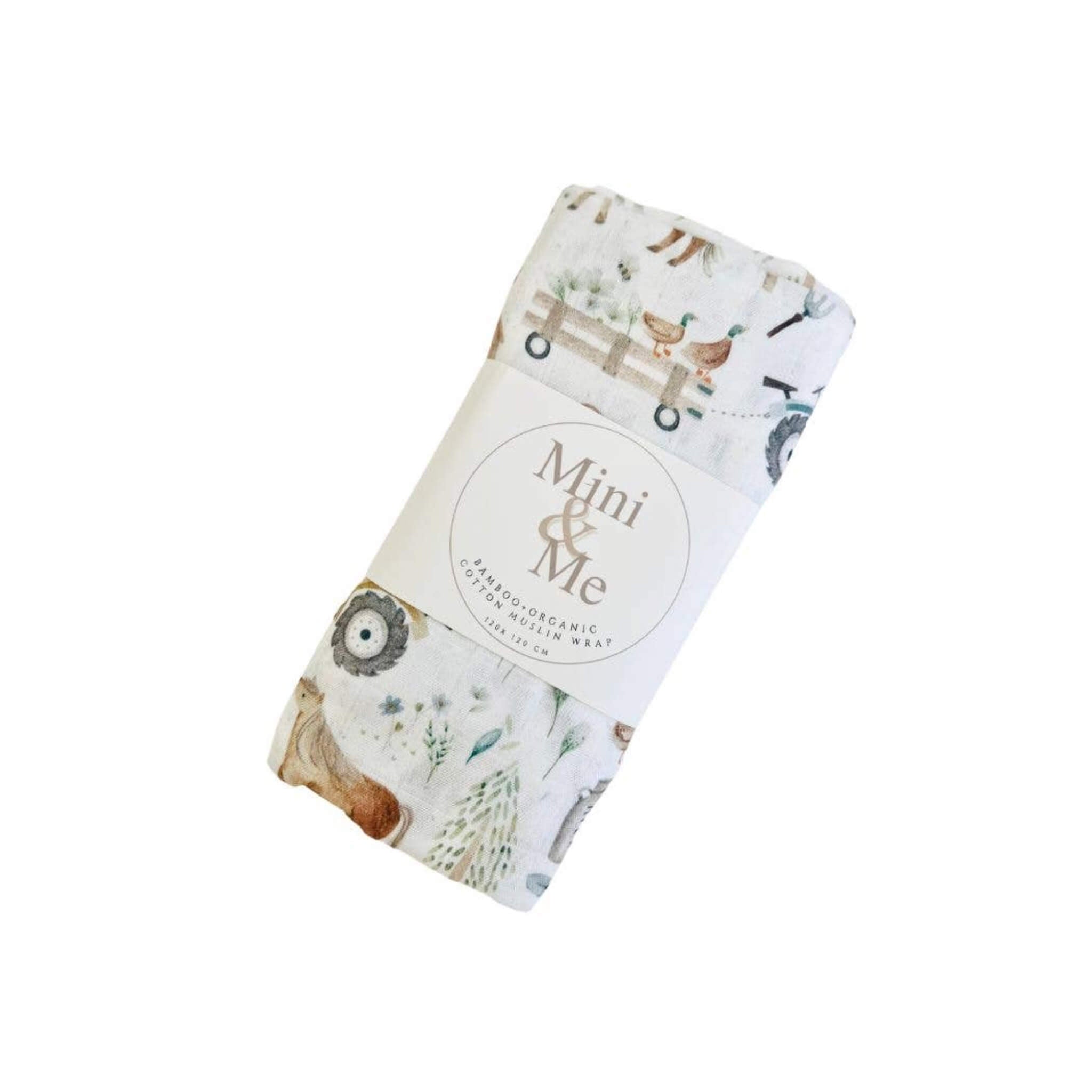 Cuddle Bug & Co Bamboo Muslin Wrap Farm Life Soft Organic Baby Swaddle