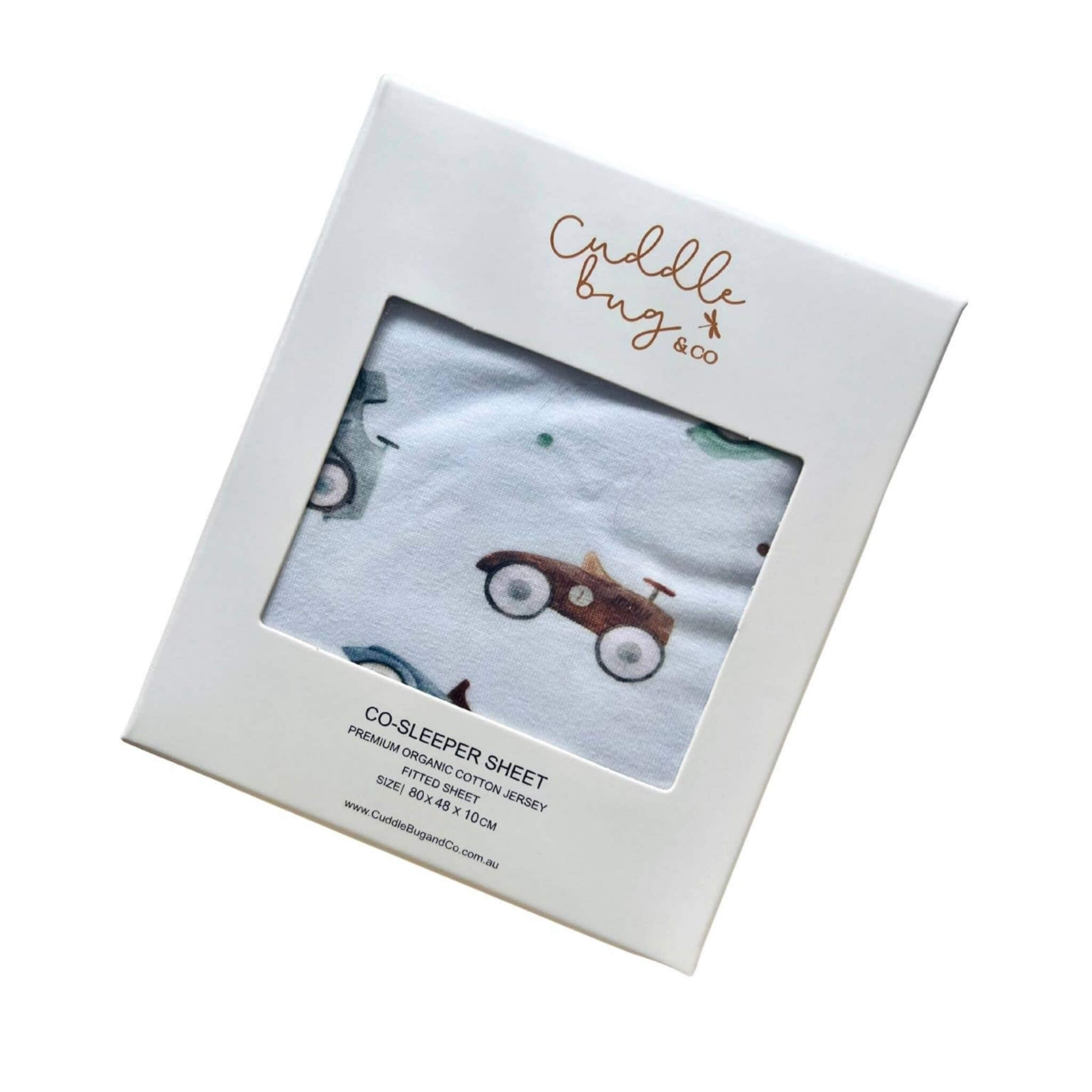 Cuddle Bug & Co Cars Co-Sleeper Sheet | Organic Cotton Bassinet Sheet