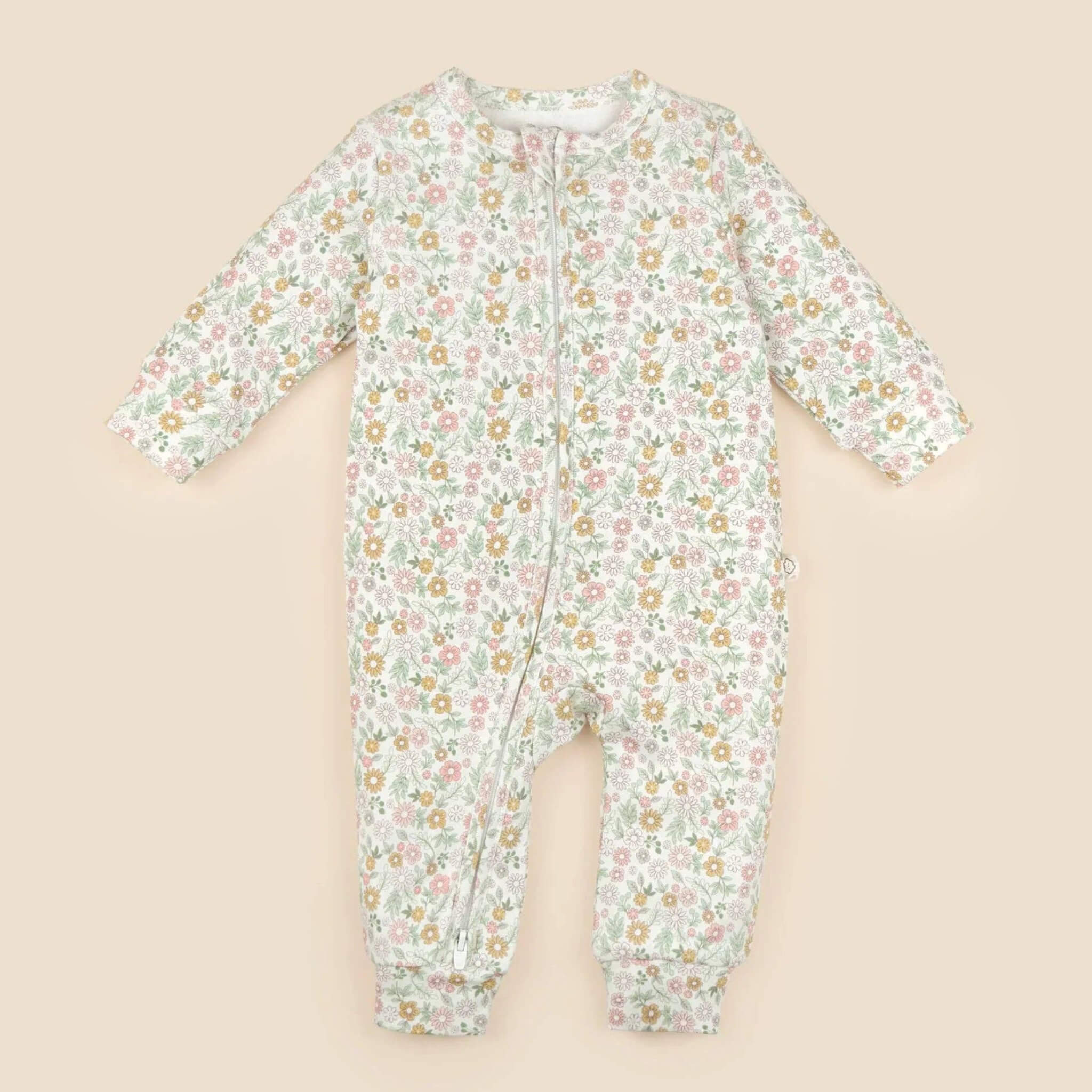 Daisies Organic Cotton Baby Growsuit | Soft Zip Romper