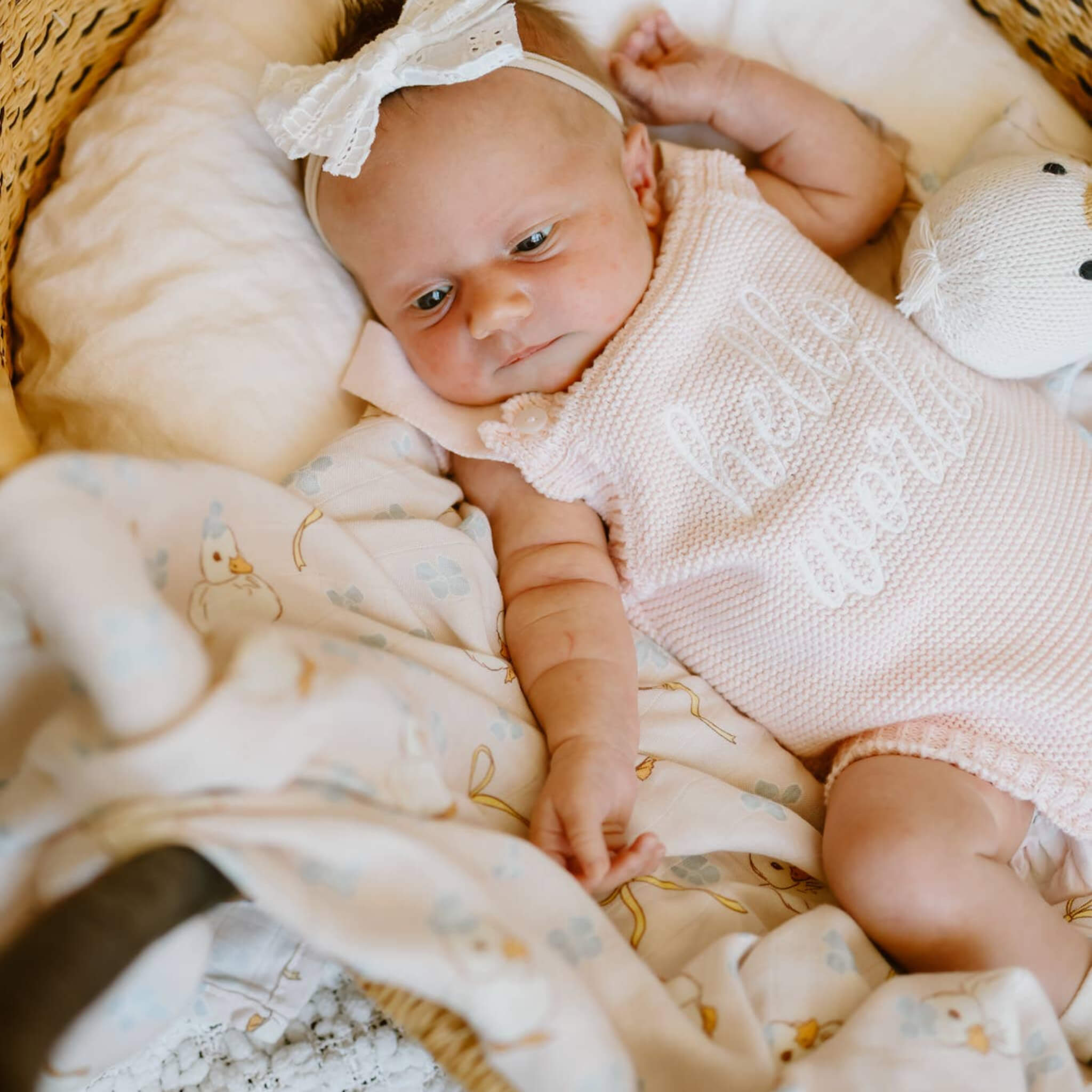 Daisy Duckling Muslin Baby Swaddle | Soft & Lightweight Wrap