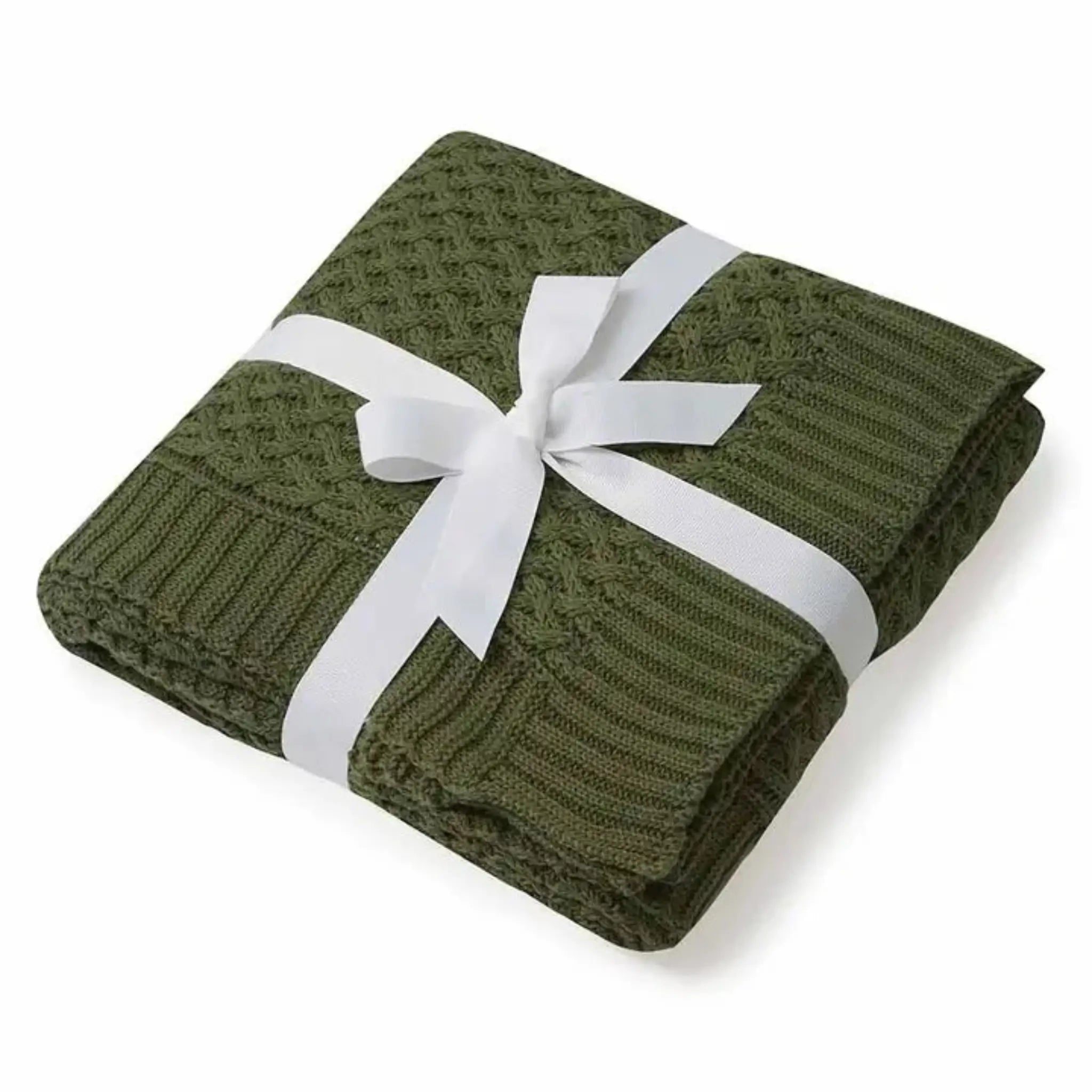 Diamond Knit Organic Baby Blanket Olive