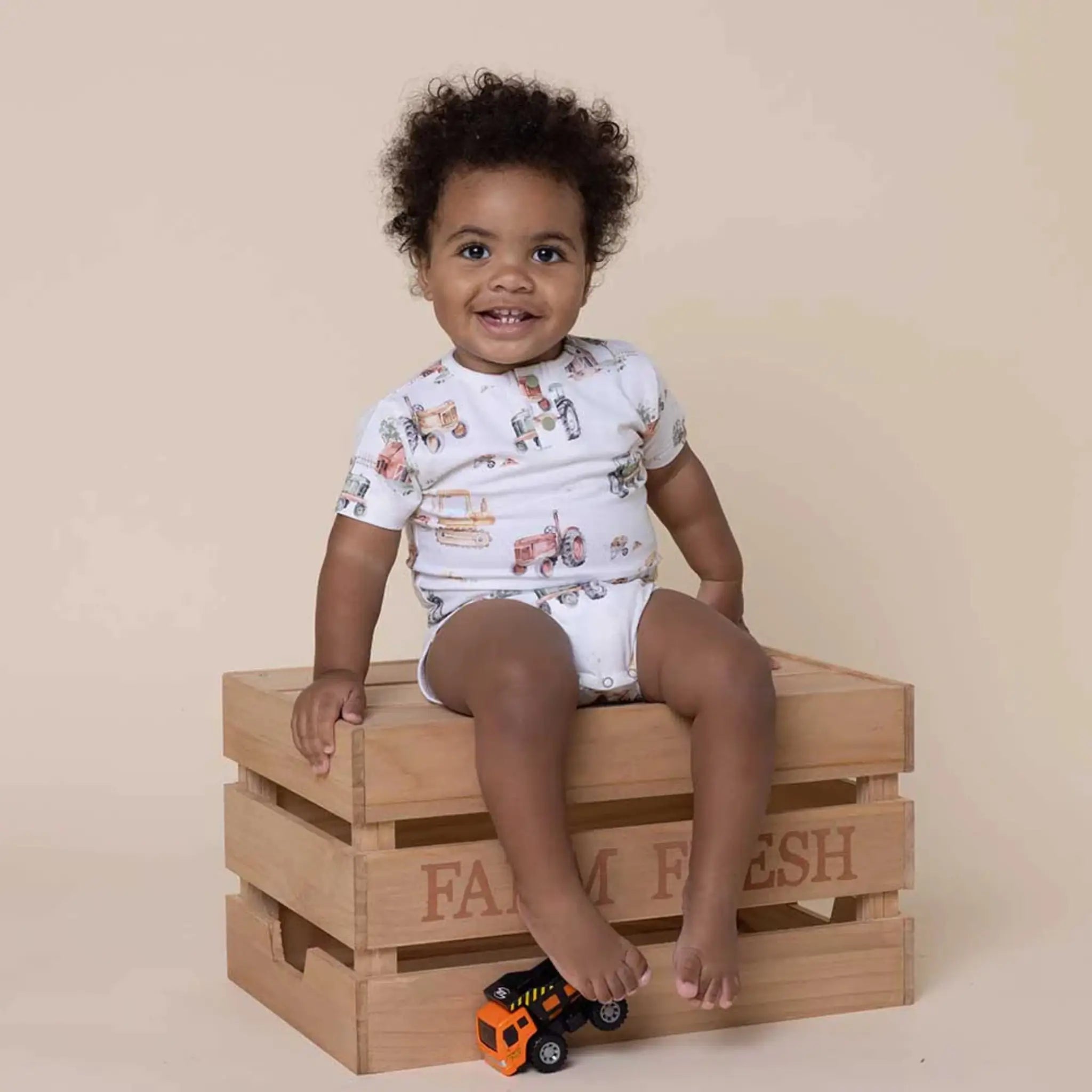  Diggers and Tractors Bodysuit | Organic Cotton Baby Bodysuit