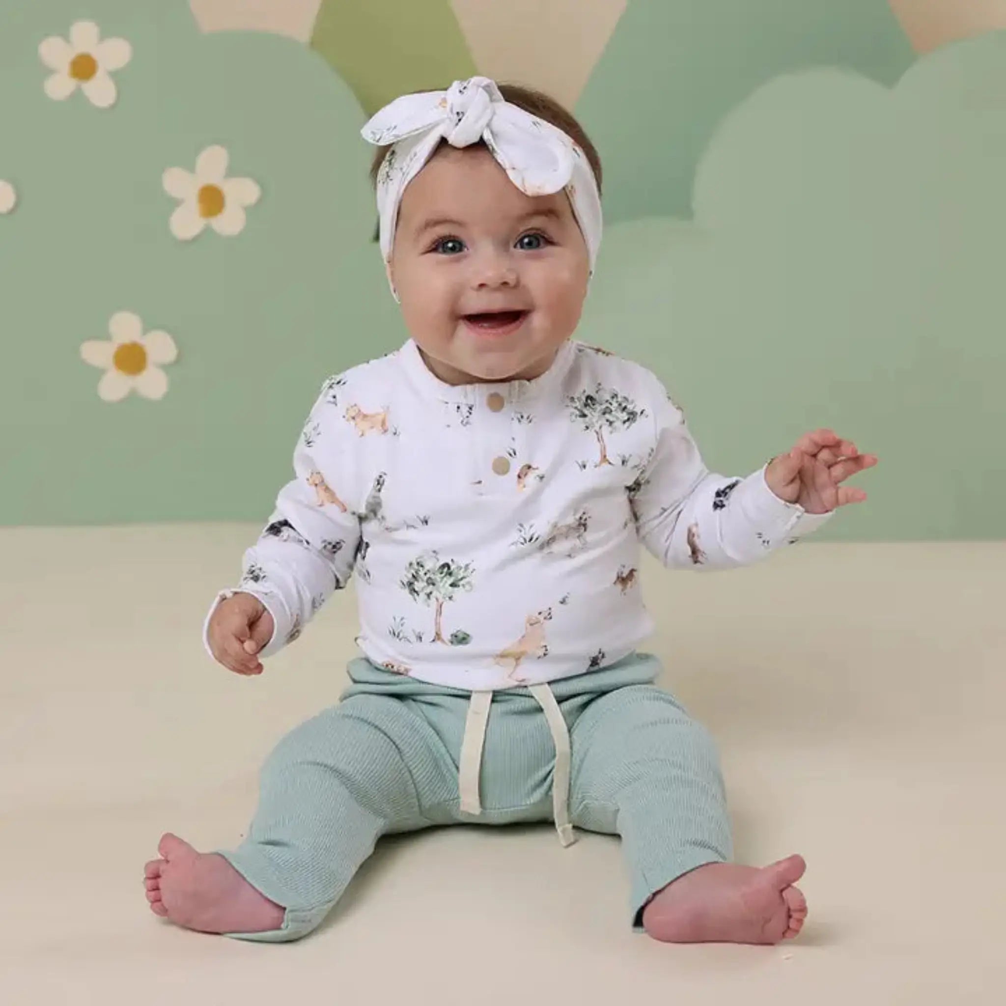 Dog Park Organic Cotton Baby Bodysuit | Snuggle Hunny Australia