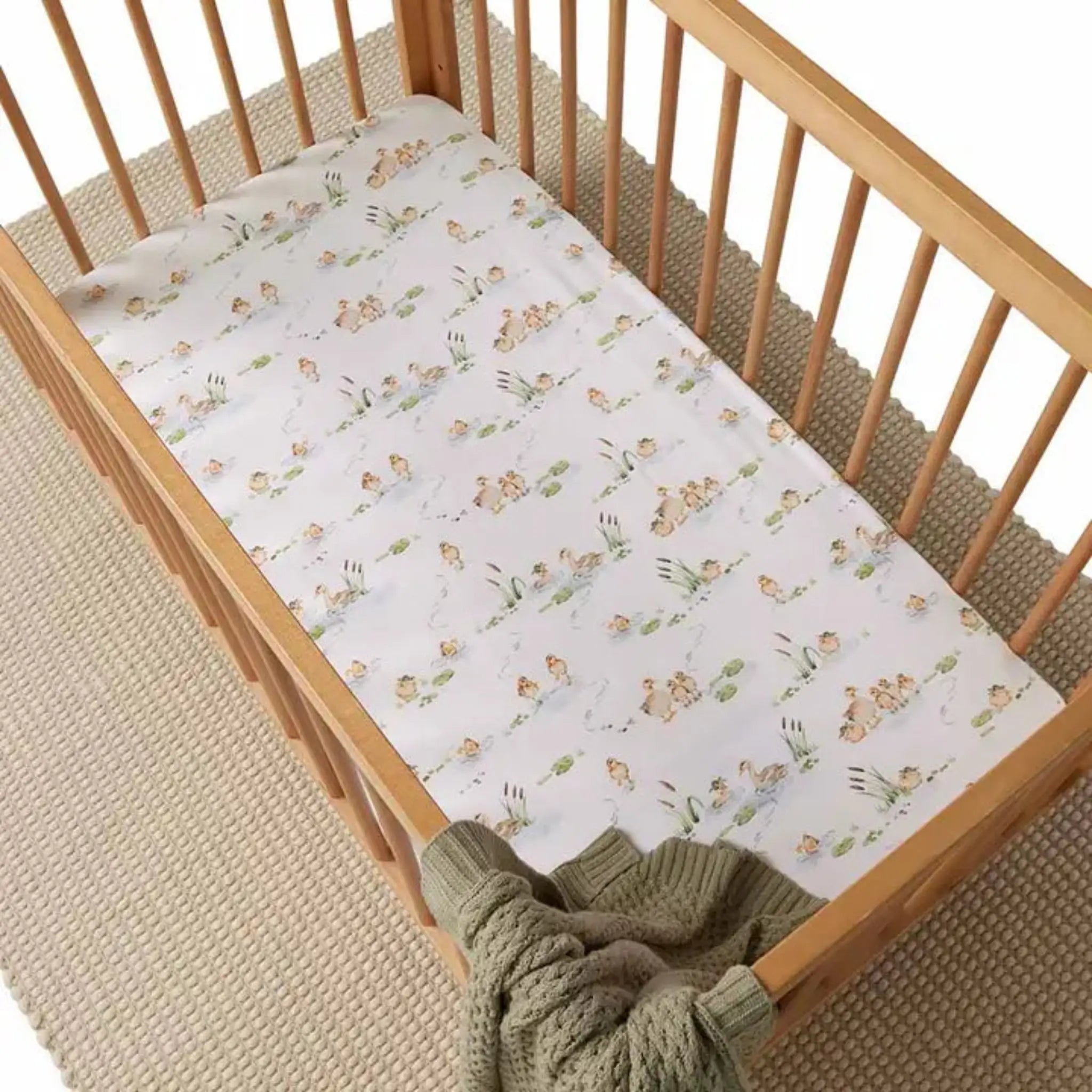 Duck Pond Fitted Cot Sheet | Organic Cotton Cot Sheet