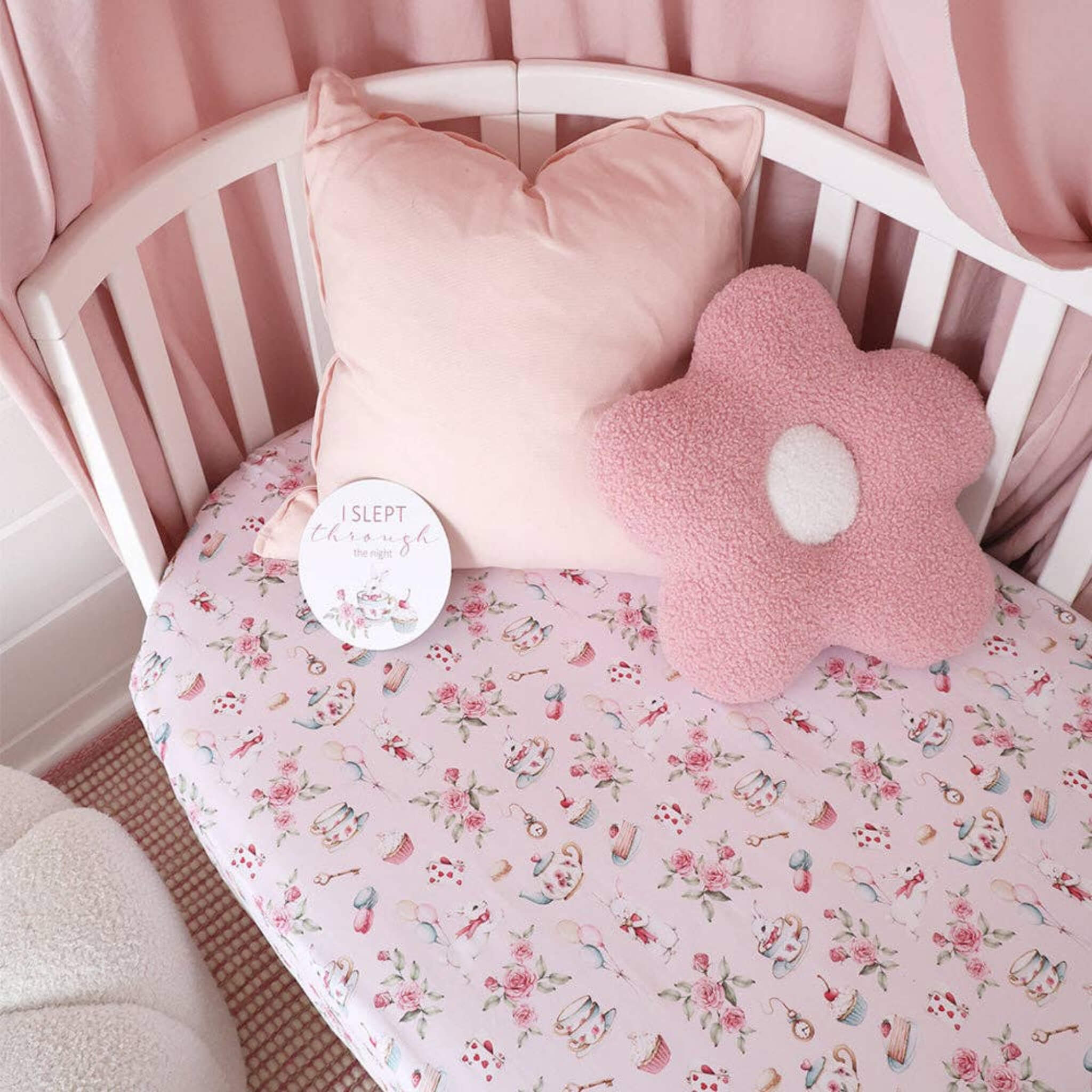  Fitted Cot Sheet Alice’s Tea Party 
