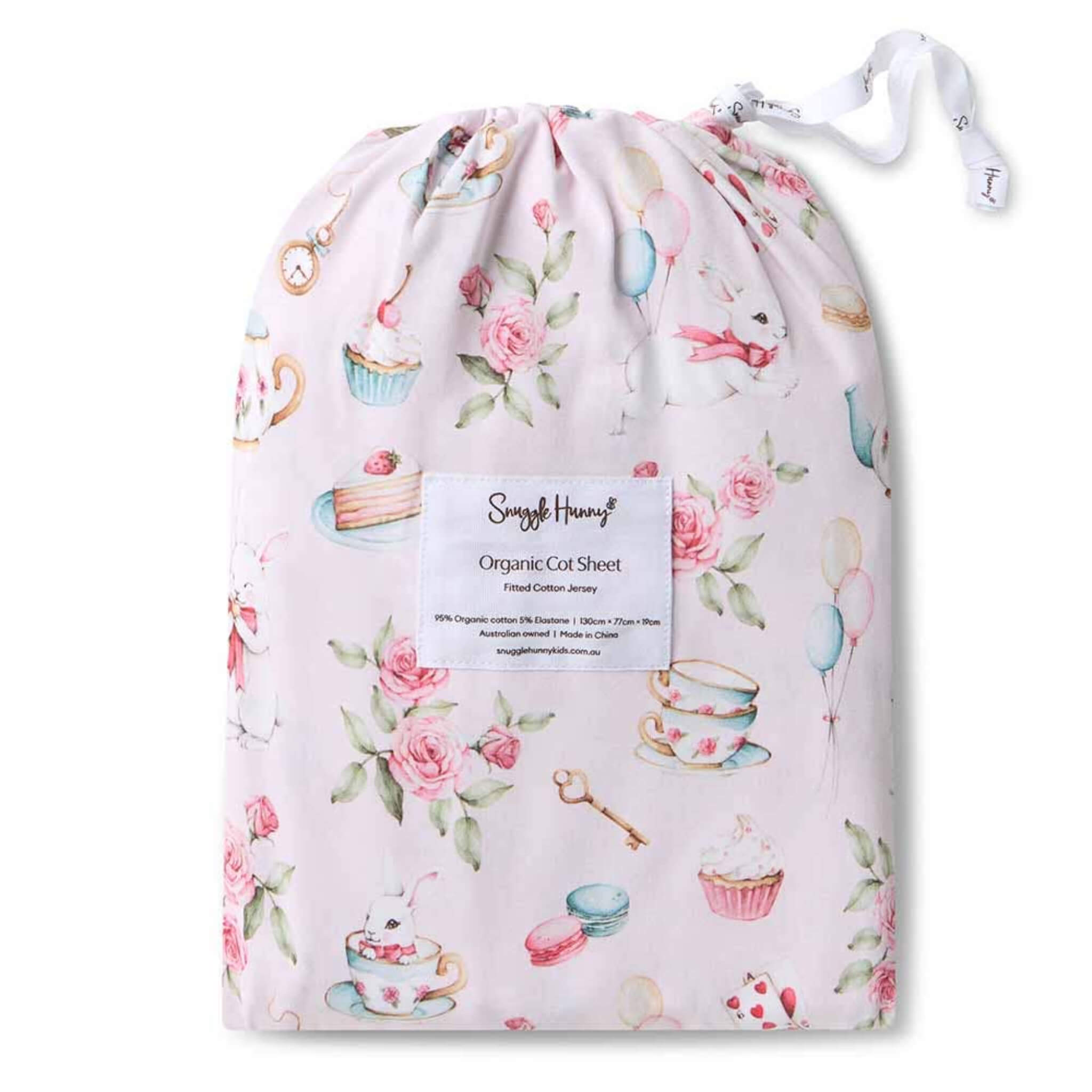  Fitted Cot Sheet Alice’s Tea Party 