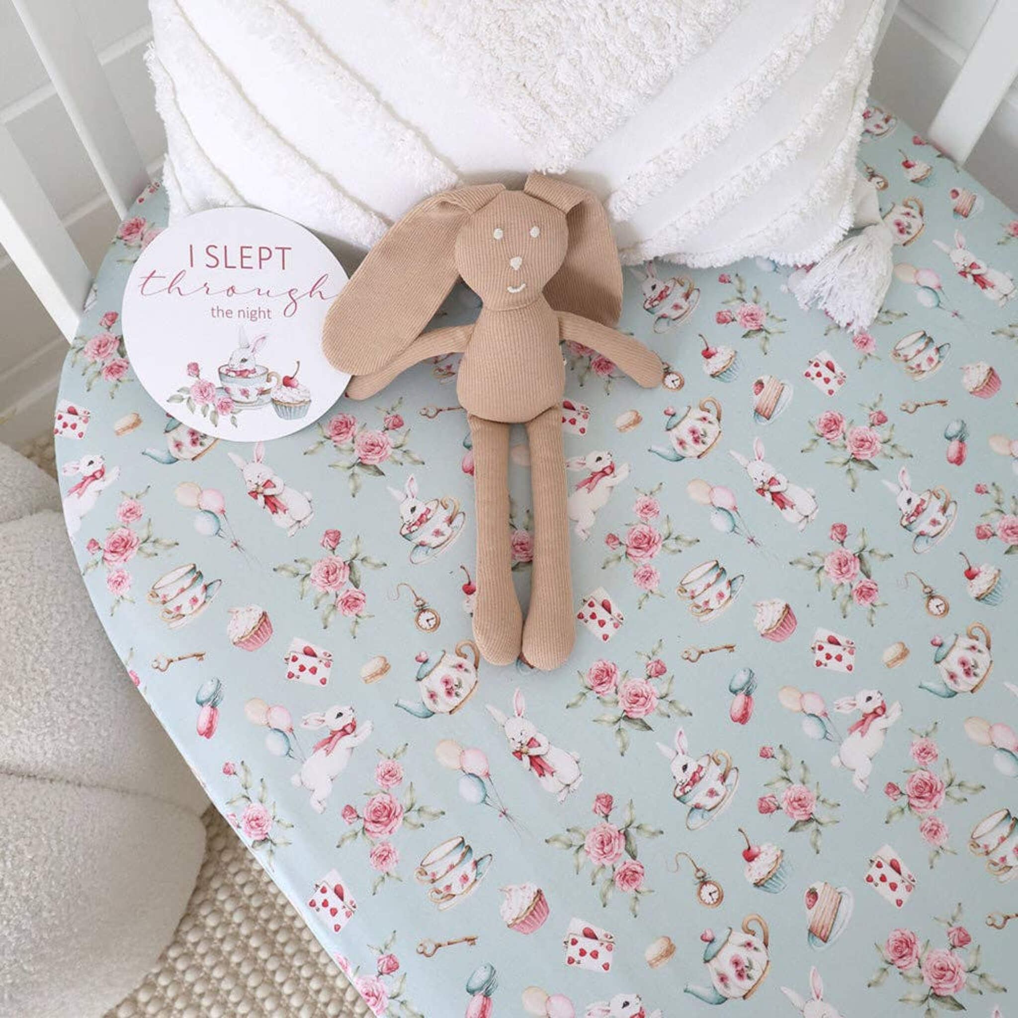  Fitted Cot Sheet White Rabbit