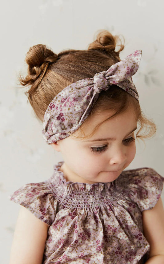 Organic Cotton Headband Pansy Floral Fawn-Jamie Kay