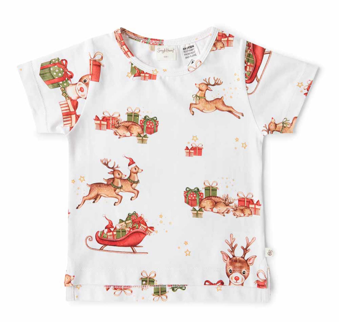 Reindeer short sleeve shirt- Snuggle Hunny